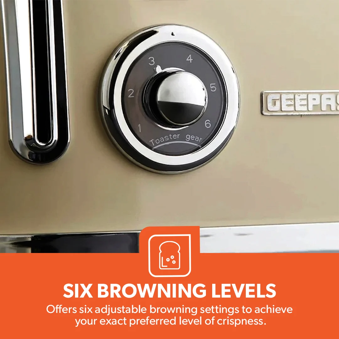 Geepas 4 Slice Toaster GBT36564UK-CR | 1500W Powerful Toaster with 6 Adjustable Browning Levels, Defrost, Reheat & Cancel Functions, Removable Crumb Tray, Cord Storage - Image 4