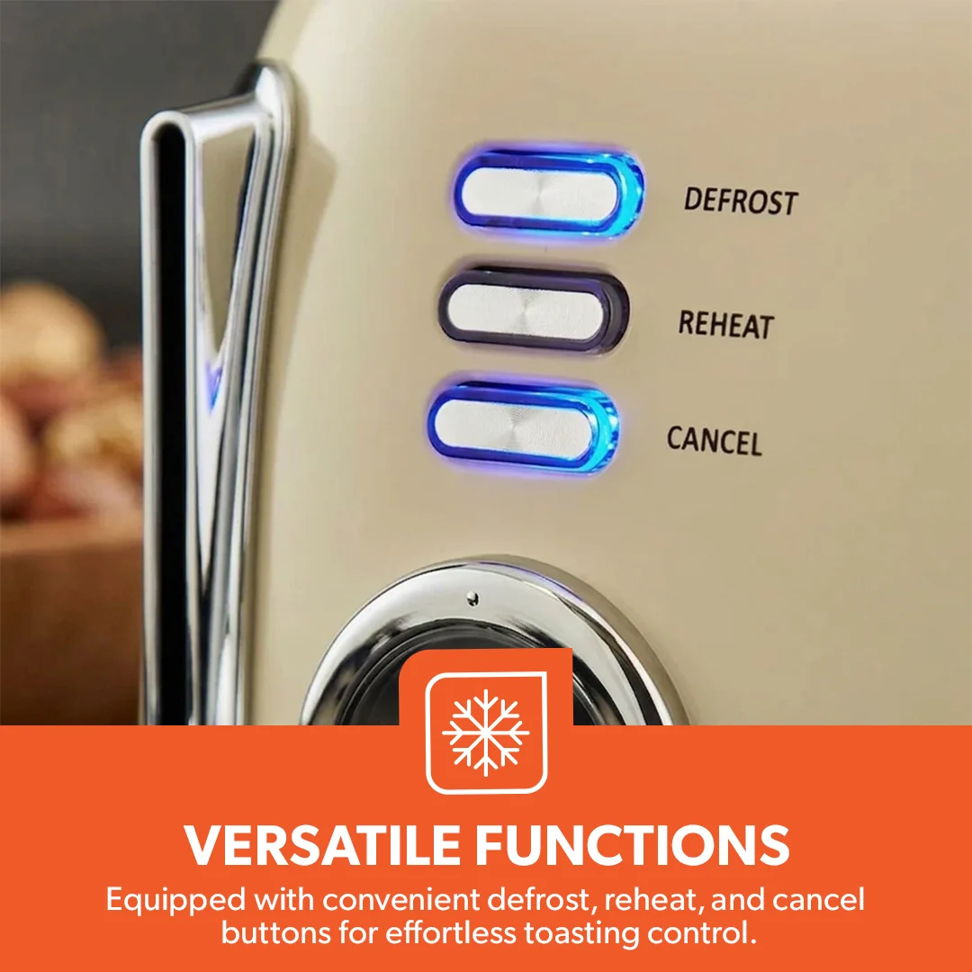 Geepas 4 Slice Toaster GBT36564UK-CR | 1500W Powerful Toaster with 6 Adjustable Browning Levels, Defrost, Reheat & Cancel Functions, Removable Crumb Tray, Cord Storage - Image 5