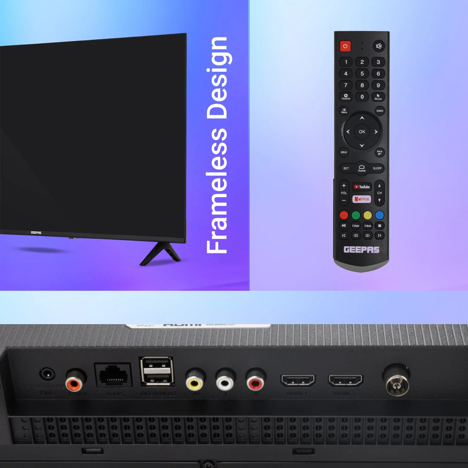 Geepas 43" Full HD LED TV GLED4323TSFHD|Android OS| Frameless Design| Immersive Sound| Smart Features| Screen Sharing| Voice Control| HDMI & USB Ports| Pre-Installed Apps - Image 7