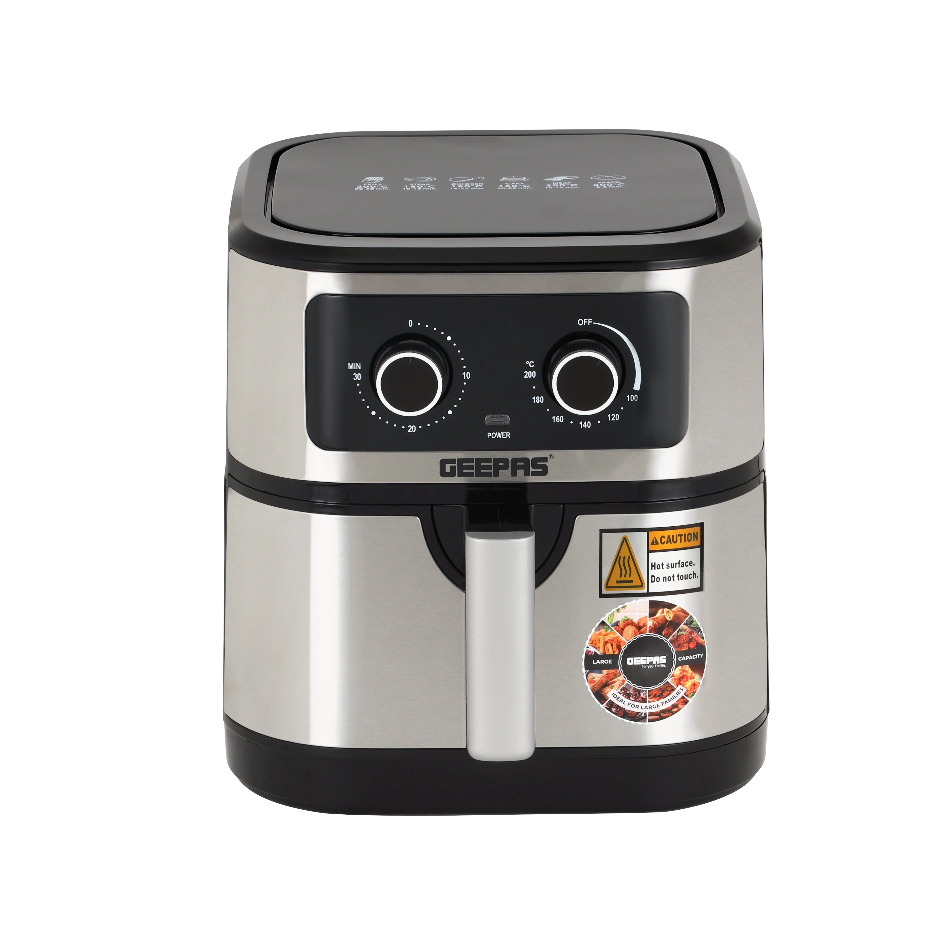 Geepas 7L Digital Air Fryer GAF37506 | 1800W Powerful Performance | Oil-Free Cooking with VORTEX Fast Technology | 30-Minute Timer | Large Capacity for Families