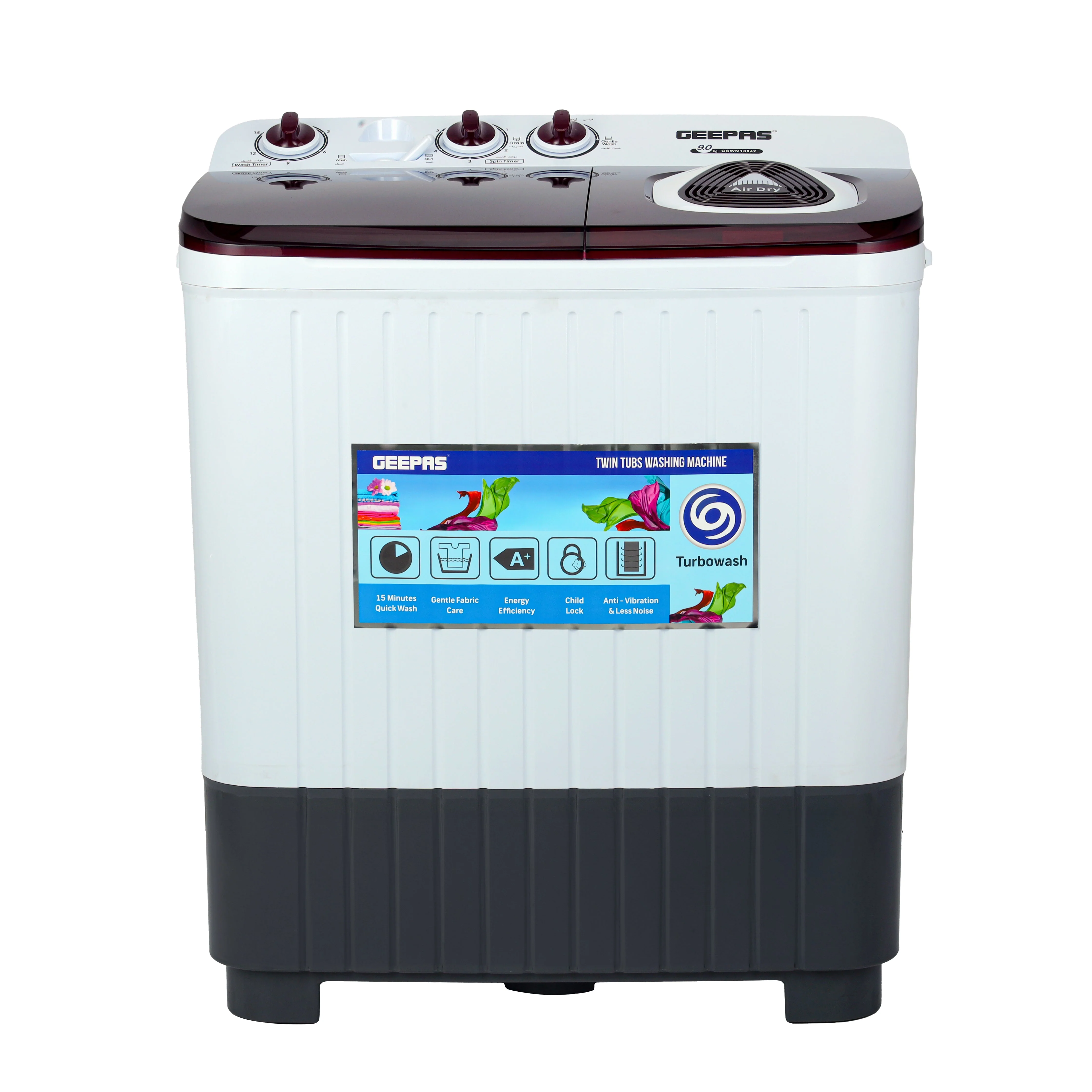 Geepas 9kg Twin Tub Washing Machine – GSWM18042