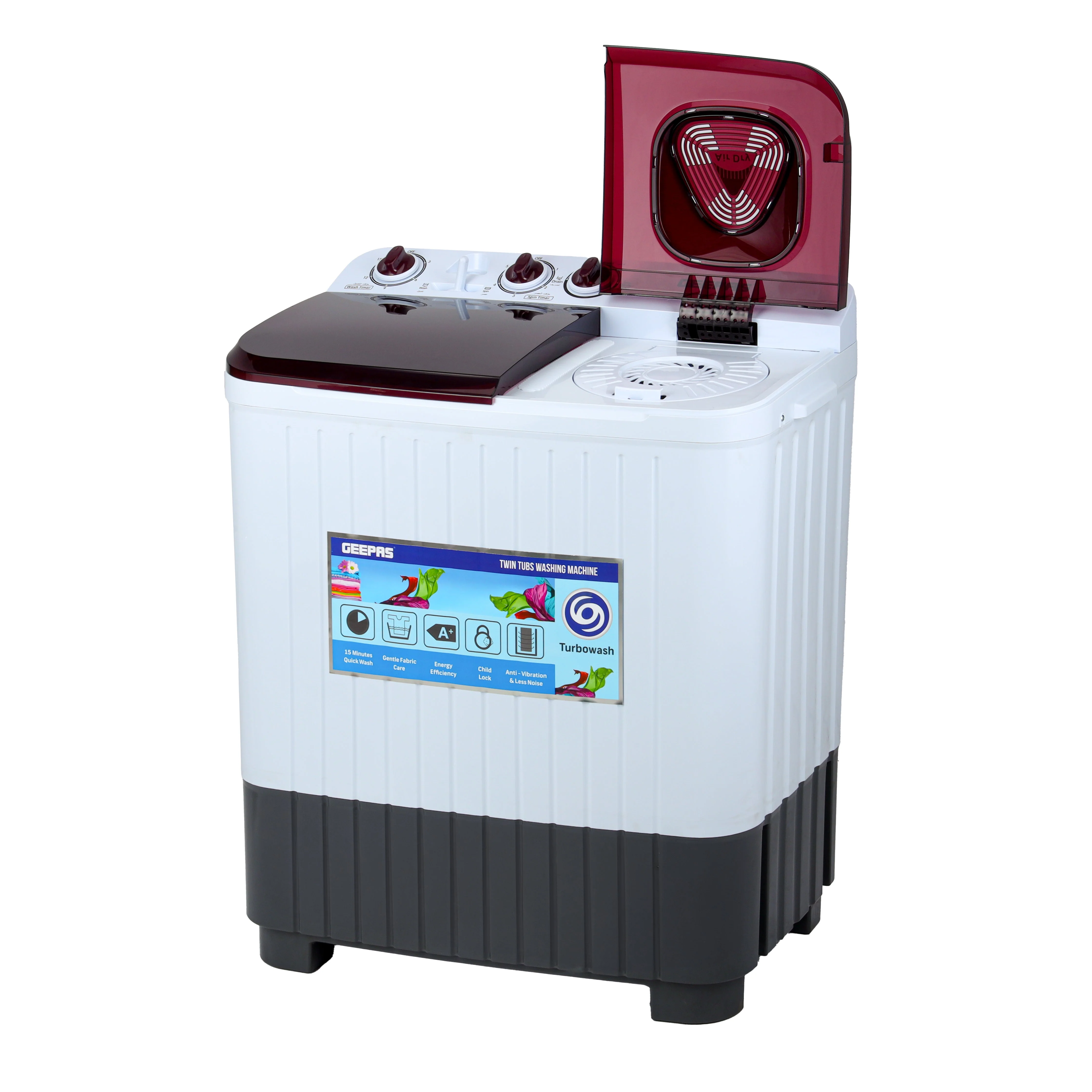 Geepas 9kg Twin Tub Washing Machine – GSWM18042 - Image 3