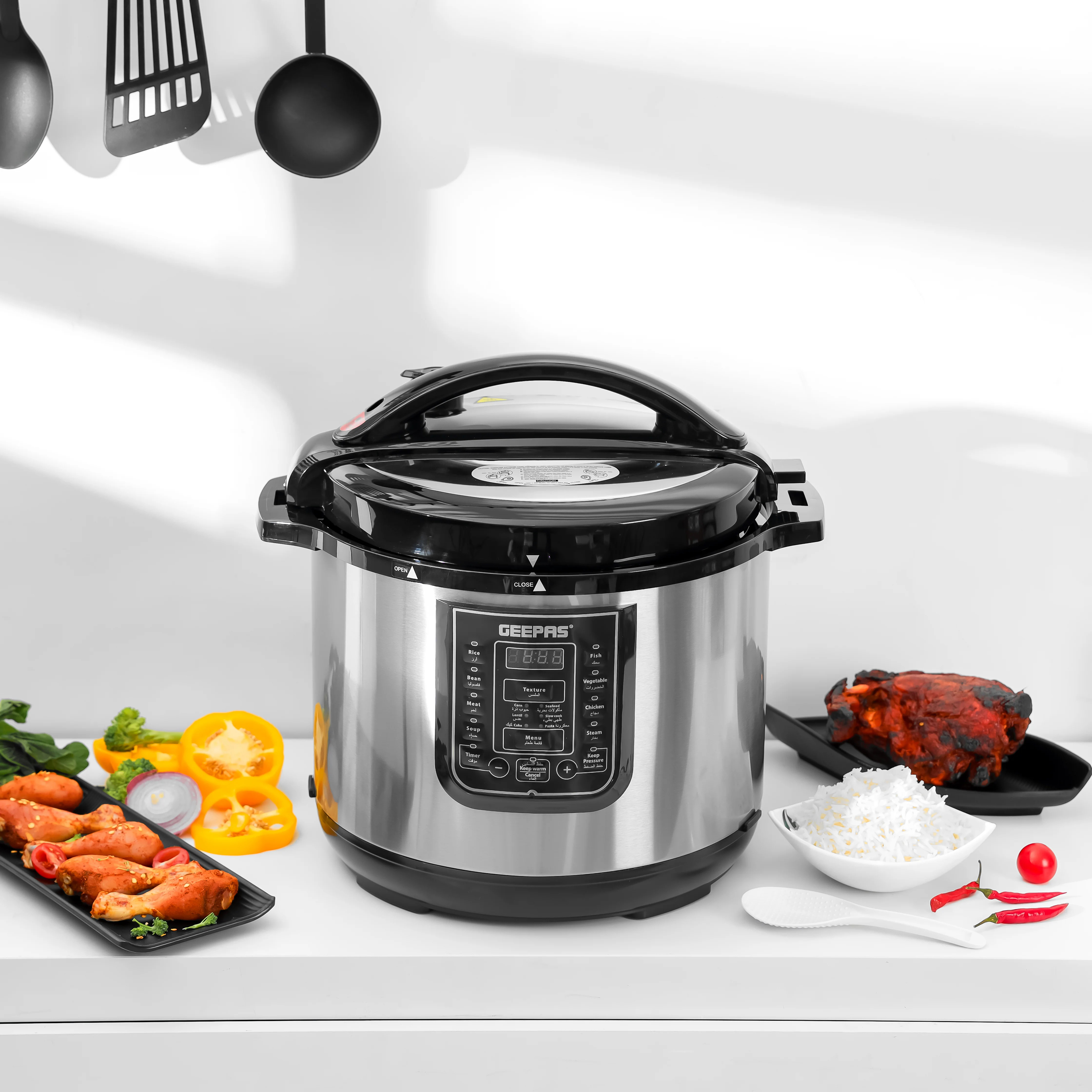 Geepas Digital Multi Cooker GMC35030 | 12L Capacity | 1600W Power | 14 Intelligent Cooking Programs| LED Display| 24-Hour Preset Function | Multi-Safety Devices - Image 6