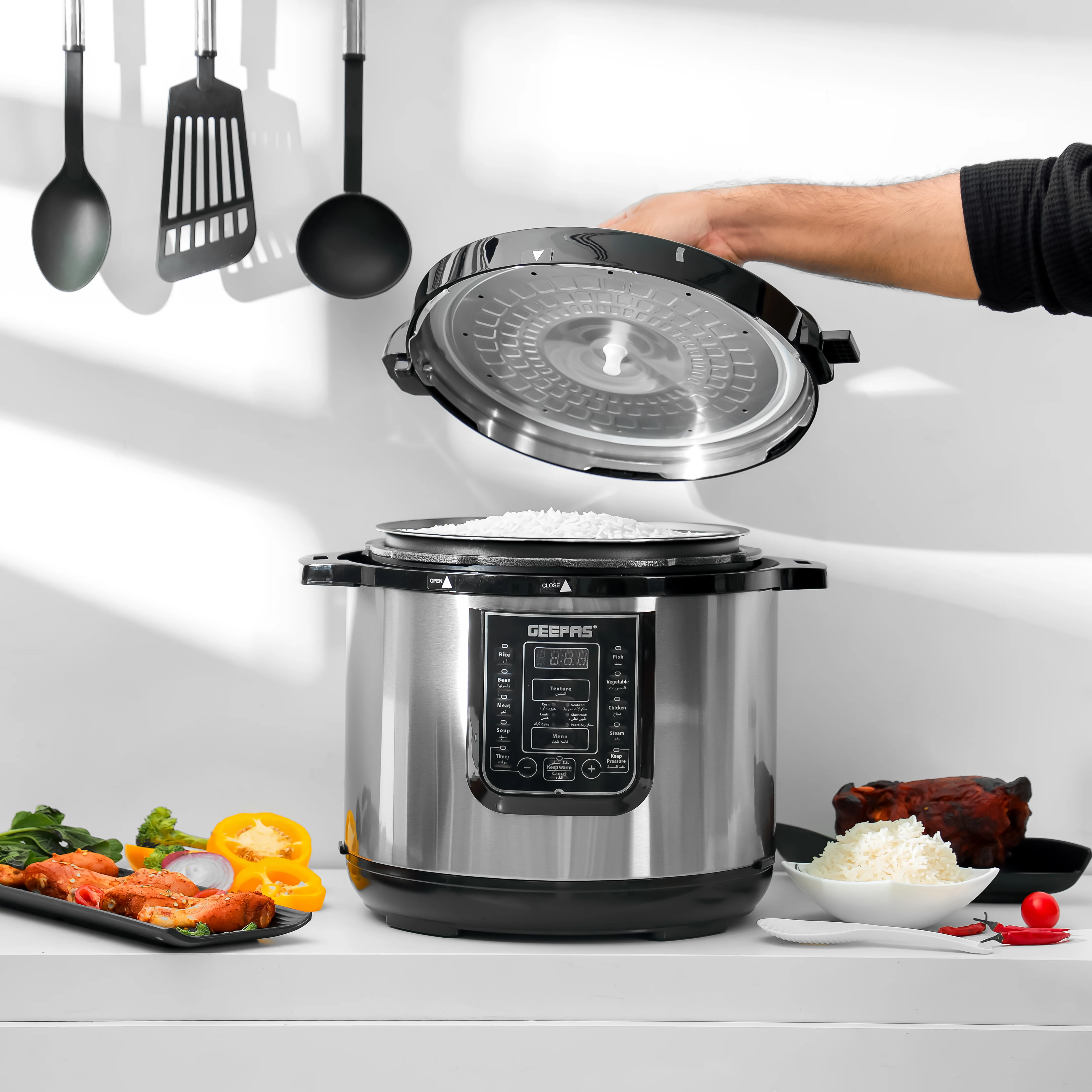 Geepas Digital Multi Cooker GMC35030 | 12L Capacity | 1600W Power | 14 Intelligent Cooking Programs| LED Display| 24-Hour Preset Function | Multi-Safety Devices - Image 8