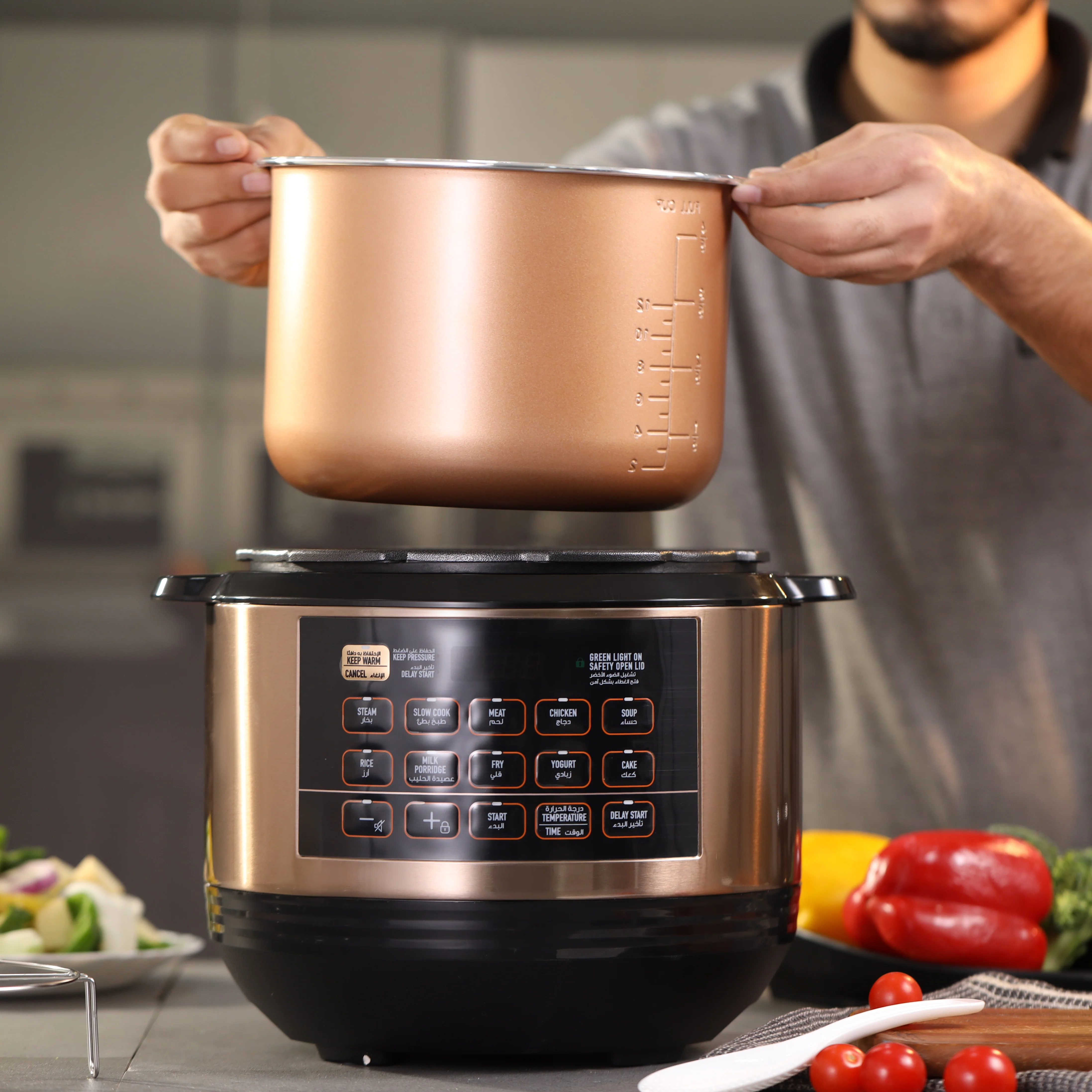 Geepas Digital Multi Cooker GMC35052 6L | LED Display | 10 One-Touch Cooking Programs| Cook & Warm Modes | 1000W Power and Multi-Functional Pressure Cooking System - Image 7