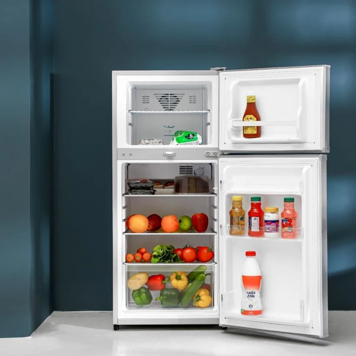 Geepas Double Door No-Frost Refrigerator- GRF2003SPN Quick Cooling, Low Noise, Equipped with Big Storage Freezer, Spacious Vegetable Crisper Box/ Auto Defrost to Prevent Ice Formation, Eco-Friendly Design/ Silver, 1-Year Warranty - Image 3