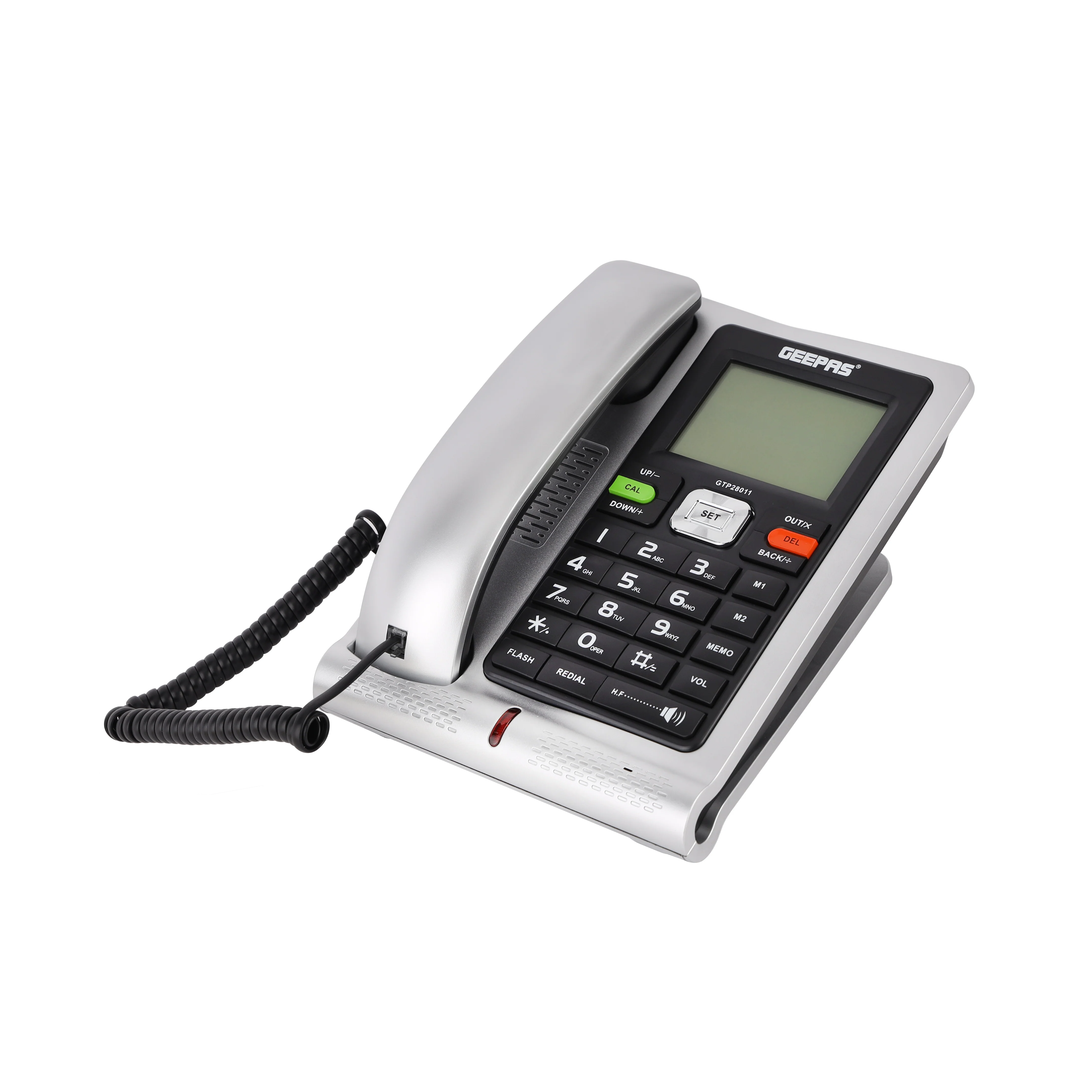 Geepas Executive Telephone with Caller ID- GTP28011| With 16-Digit LCD Display and White Backlight| Solid Built Quality and Classic Design| Hands Free Function and Auto Redial| Ideal for Home and Office| Black and Silver, 2 Years Warranty - Image 5