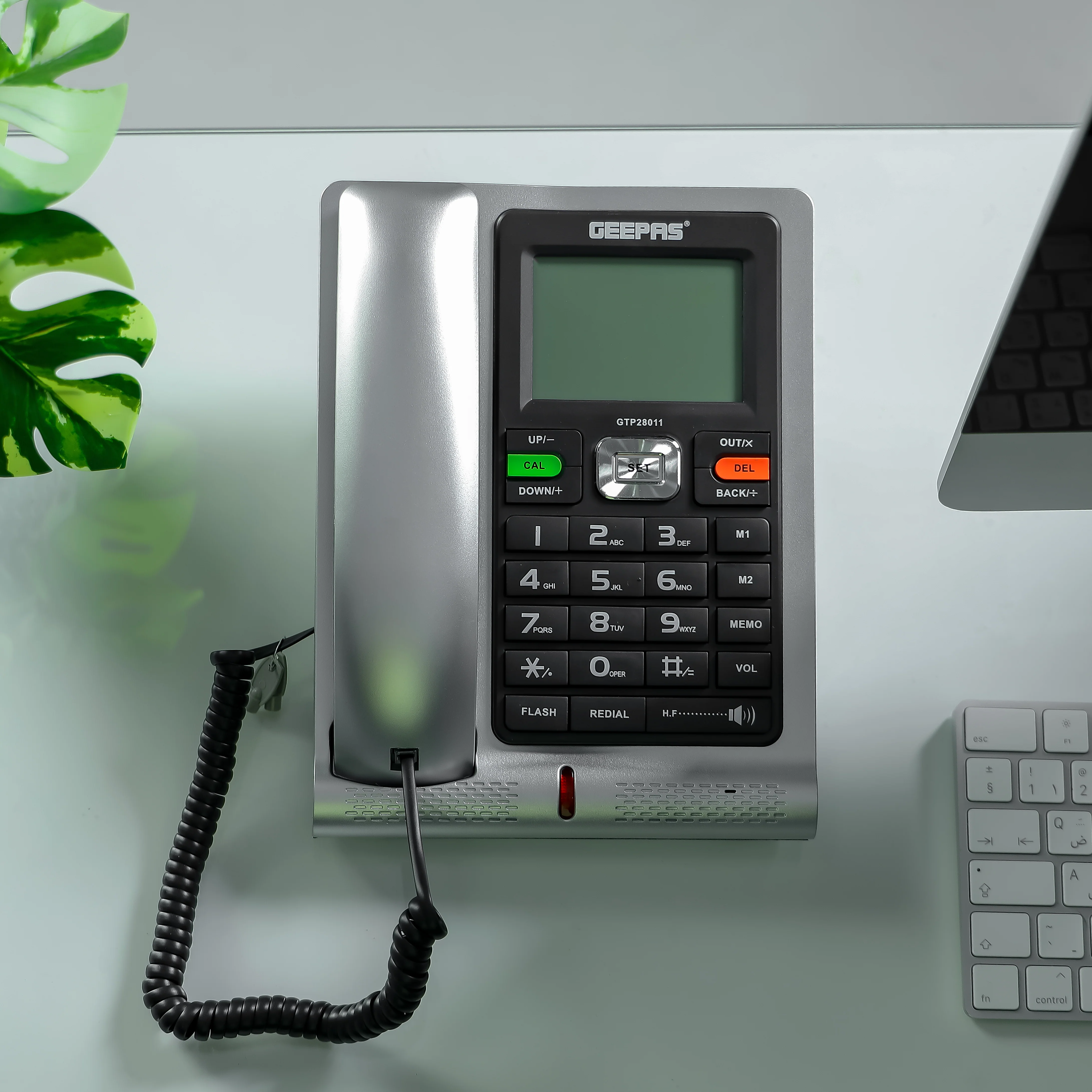 Geepas Executive Telephone with Caller ID- GTP28011| With 16-Digit LCD Display and White Backlight| Solid Built Quality and Classic Design| Hands Free Function and Auto Redial| Ideal for Home and Office| Black and Silver, 2 Years Warranty - Image 6