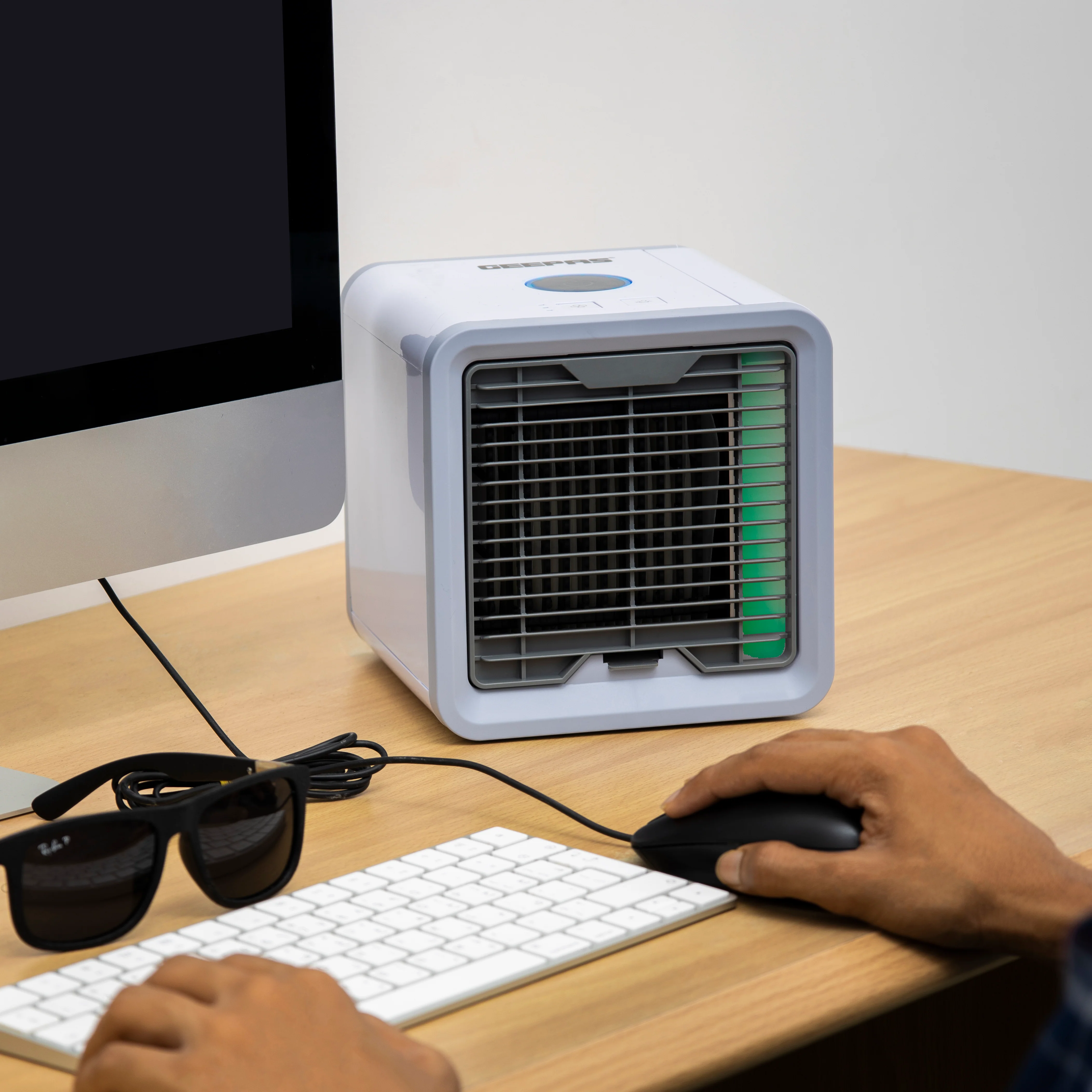 Geepas GAC16015 Mini Air Cooler | 750ml Water Tank, 3 Speed Settings, Air Filter & LED Night Light| Durable Design, Portable Personal Cooling & Humidifying Fan| - Image 3