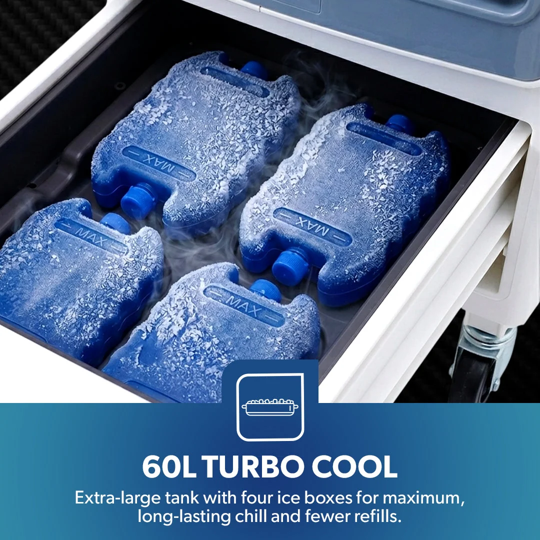 Geepas GACI6021 Digital Air Cooler| 60L water tank, 200W motor, remote control & 3 speed settings| 2 Wheel Brakes, timer & ice box cooling for powerful comfort| - Image 2