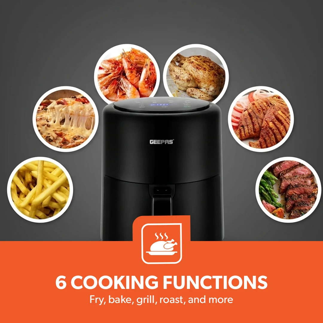 Geepas GAF37512T Digital Air Fryer| 4.0 L Pot with Vortex Air Frying Technology & Multiple Function| 1-60 Min Timer, Temperature 80-200 Degree Celsius & Durable| - Image 6