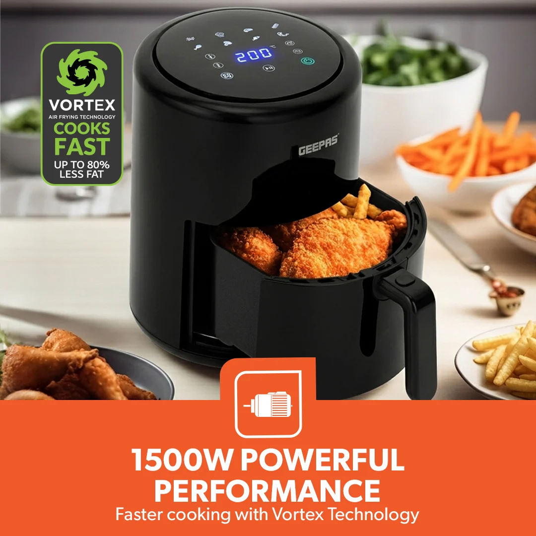 Geepas GAF37512T Digital Air Fryer| 4.0 L Pot with Vortex Air Frying Technology & Multiple Function| 1-60 Min Timer, Temperature 80-200 Degree Celsius & Durable| - Image 7