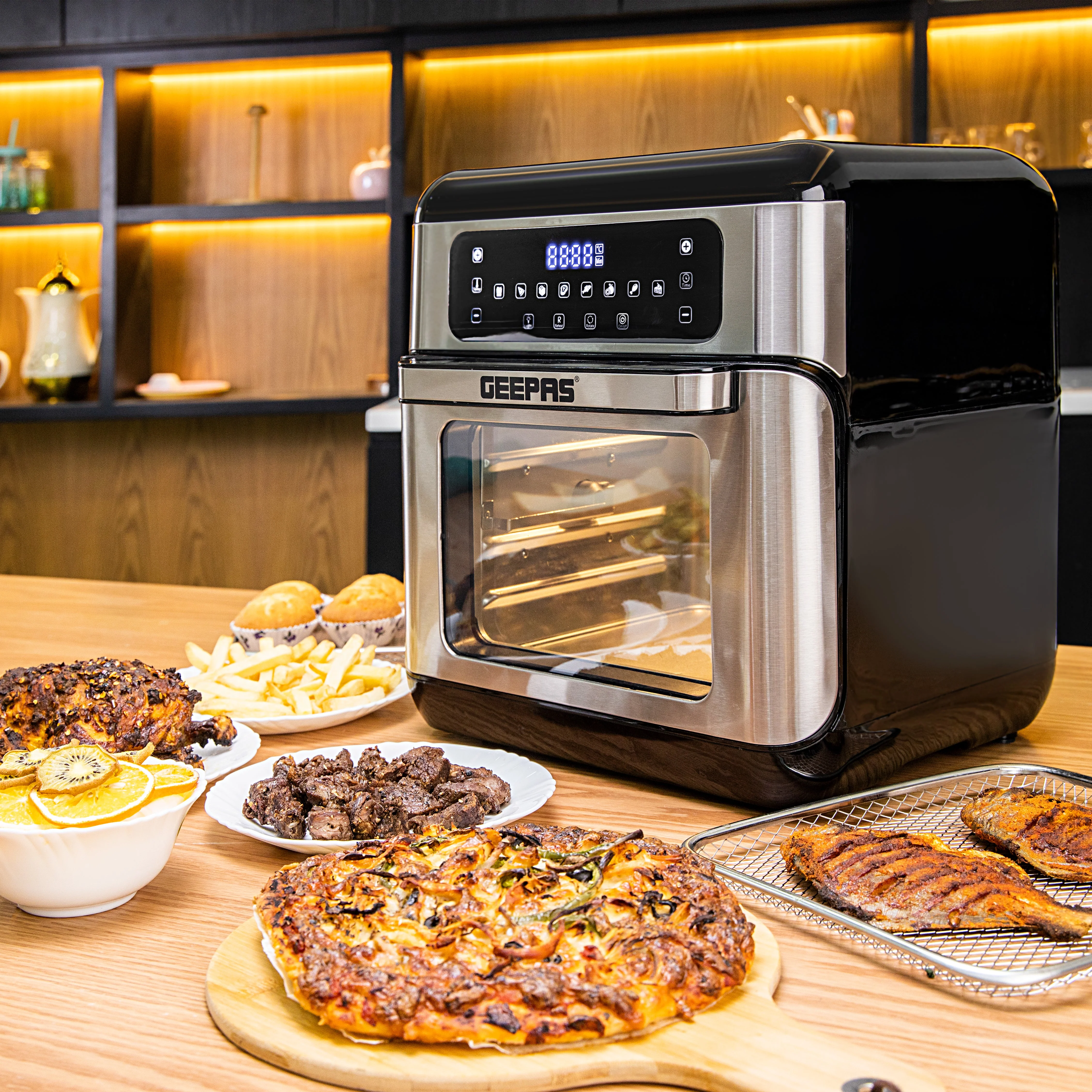 Geepas GAF37518 1500W Air Fryer Oven| Digital 9-in-1 Convection Air Fryer & Toaster Oven Combo Rotisserie| Dehydrator, Oil-Free Countertop Oven & 90 min Timer | - Image 3