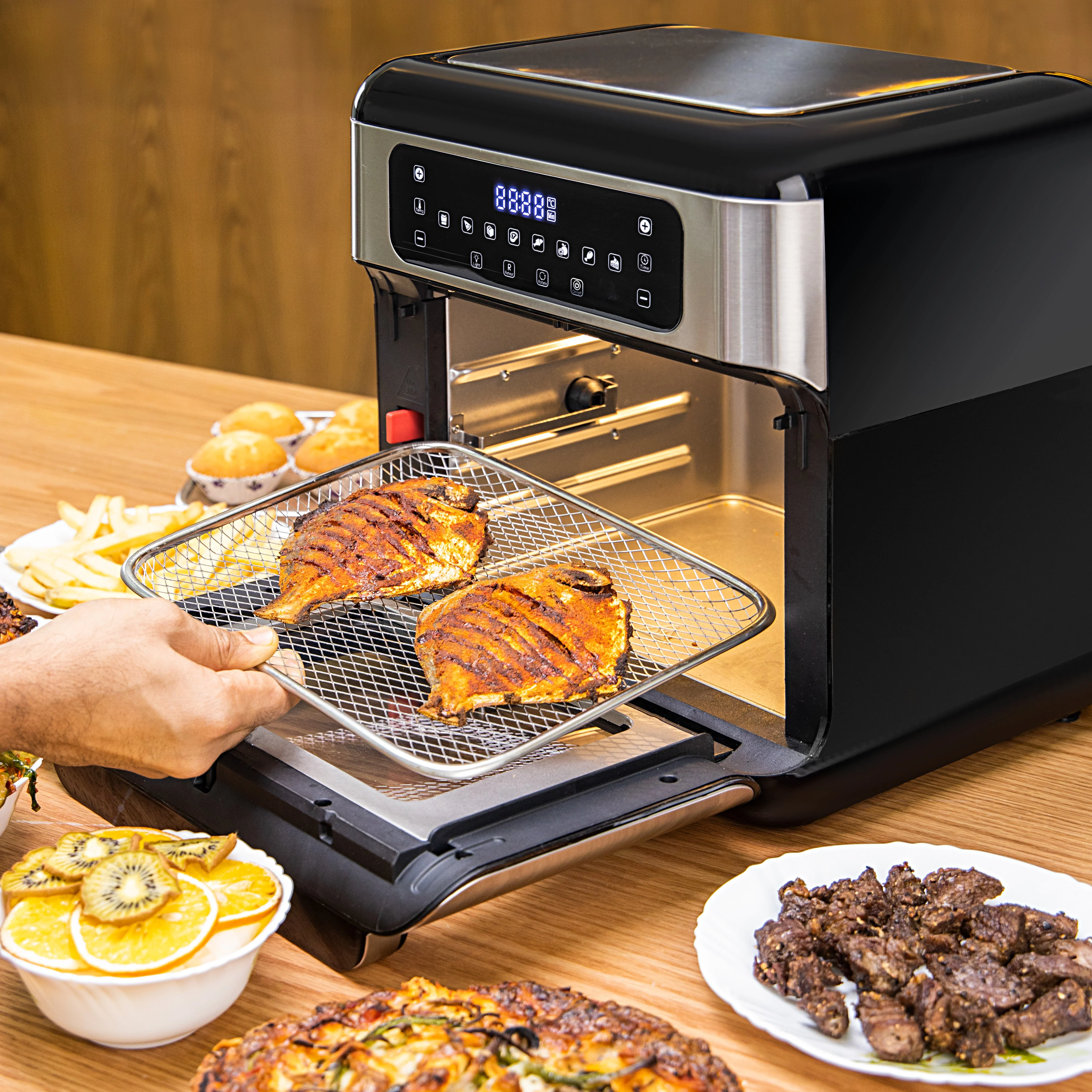 Geepas GAF37518 1500W Air Fryer Oven| Digital 9-in-1 Convection Air Fryer & Toaster Oven Combo Rotisserie| Dehydrator, Oil-Free Countertop Oven & 90 min Timer | - Image 4