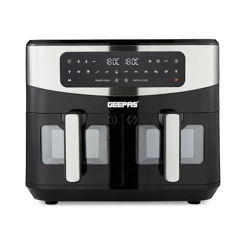 Geepas GAF37525UK 9 L Digital Air Fryer| Equipped with VORTEX Air Frying Technology & Oil Free Cooking| LED Display with Touch Screen & 10 Preset Cooking Modes|