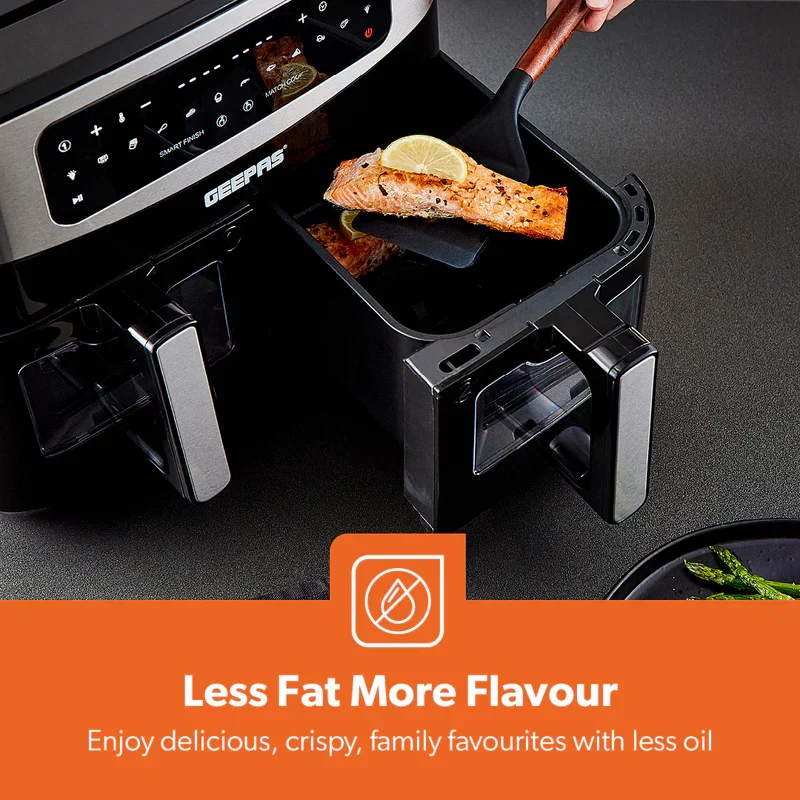 Geepas GAF37525UK 9 L Digital Air Fryer| Equipped with VORTEX Air Frying Technology & Oil Free Cooking| LED Display with Touch Screen & 10 Preset Cooking Modes| - Image 4
