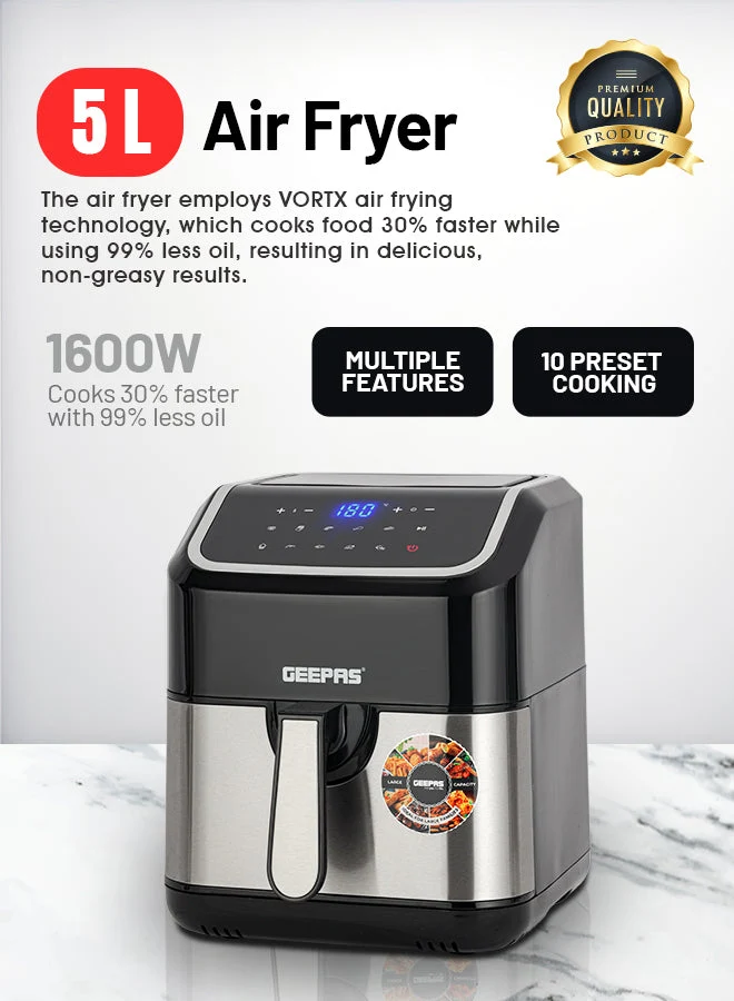 Geepas GAF37527UK Digital Air Fryer| 5.0 L Pot with Vortex Technology/Digital Display & Touch Screen| Multiple Function, 1-60 Min Timer & 50-200 Degree Celsius| - Image 6