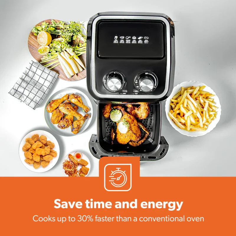 Geepas GAF37528 Air Fryer 1600W | 5 L Capacity, Equipped with VORTX Air Frying Technology| Oil Free Cooking, Adjustable Timer & Temperature, 1-30 Minutes Timer| - Image 3