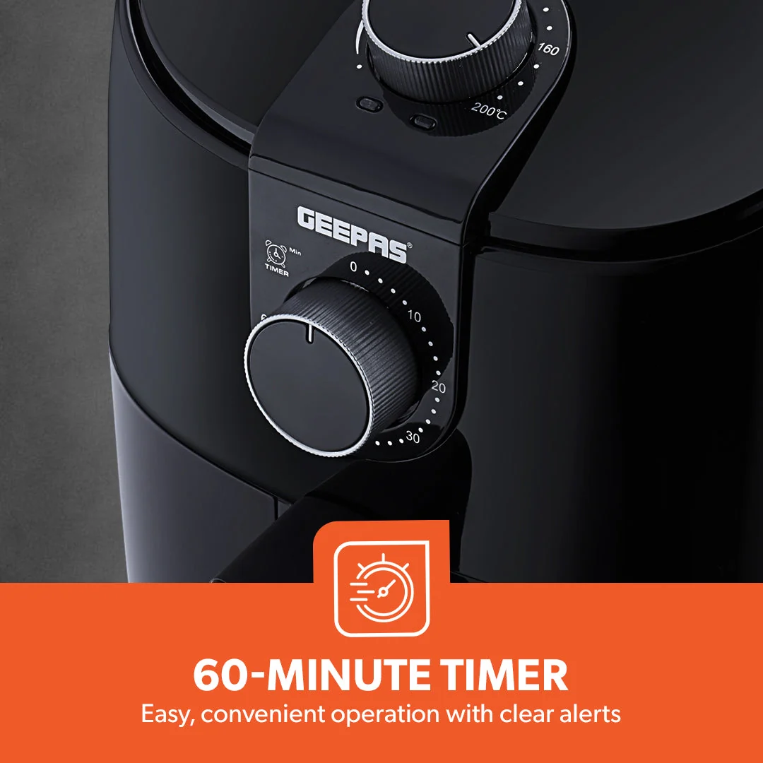 Geepas GAF37550 4 Liter Air Fryer| 1500W Vortex Rapid Air Technology for Faster Cooking & Less Oil Frying| Adjustable Temperature Control & Family Size Air Fryer| - Image 4