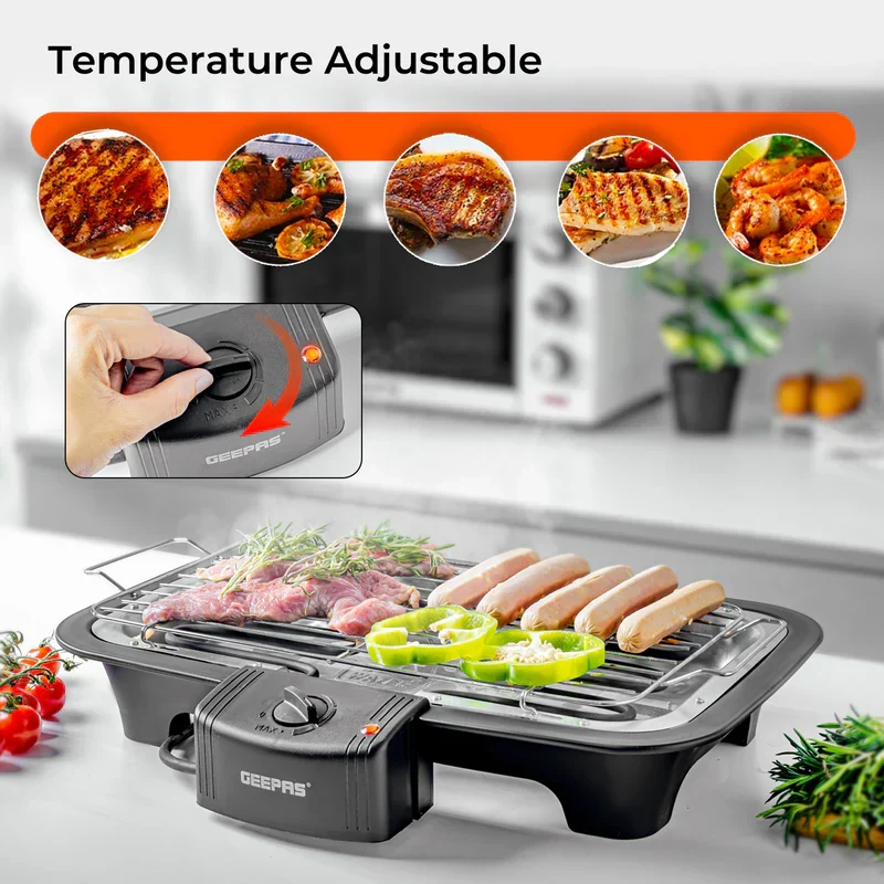 Geepas GBG9898 2000W Electric Barbecue Grill| Auto-Thermostat Control with Overheat Protection| Detachable Heating Element, for both Indoor and Outdoor cooking| - Image 4