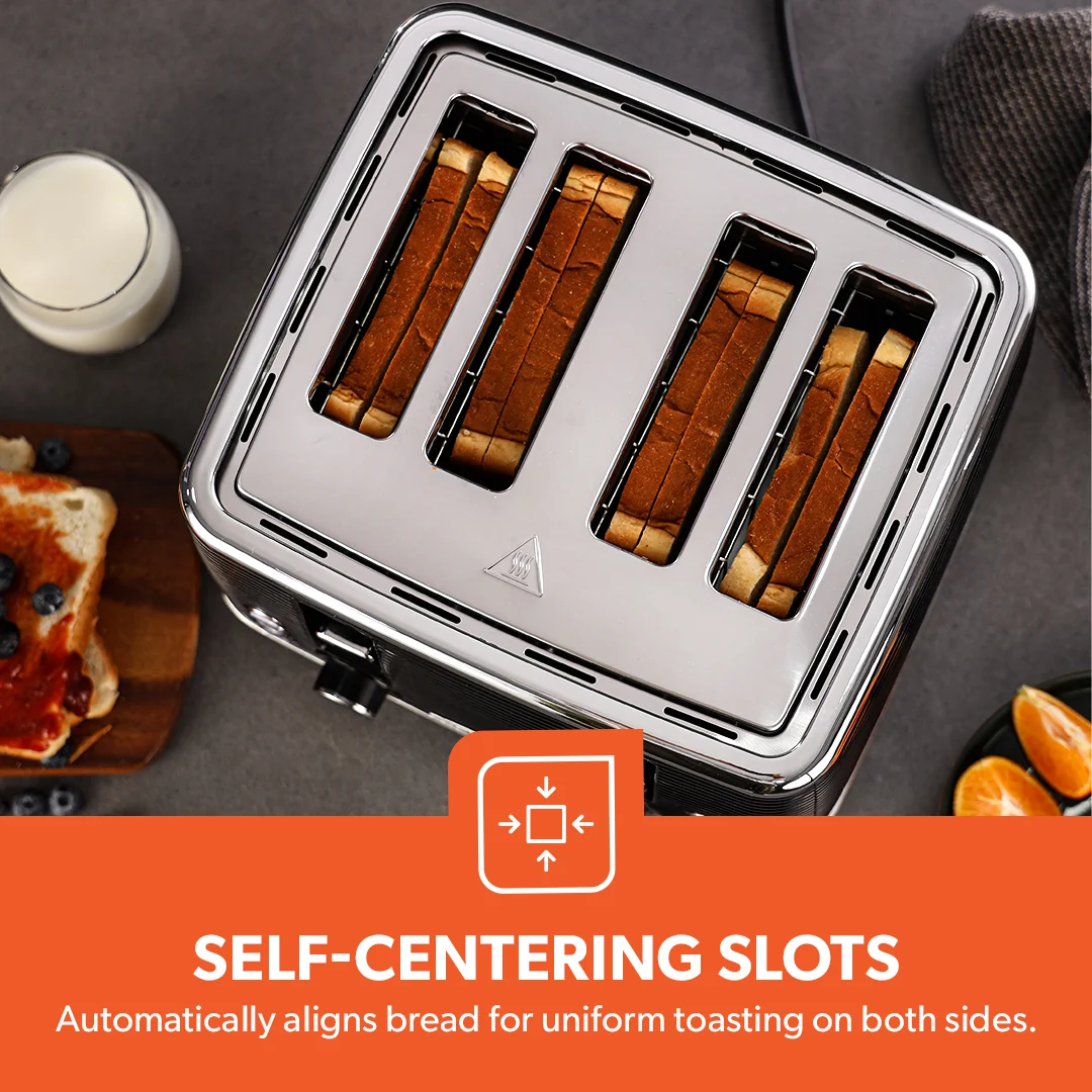 Geepas GBT36537 4-Slice Bread Toaster| 1350- 1600W Power, Variable Browning Control & Dual Control Panels| Durable Design, Cancel, Defrost and Reheat Functions| - Image 6