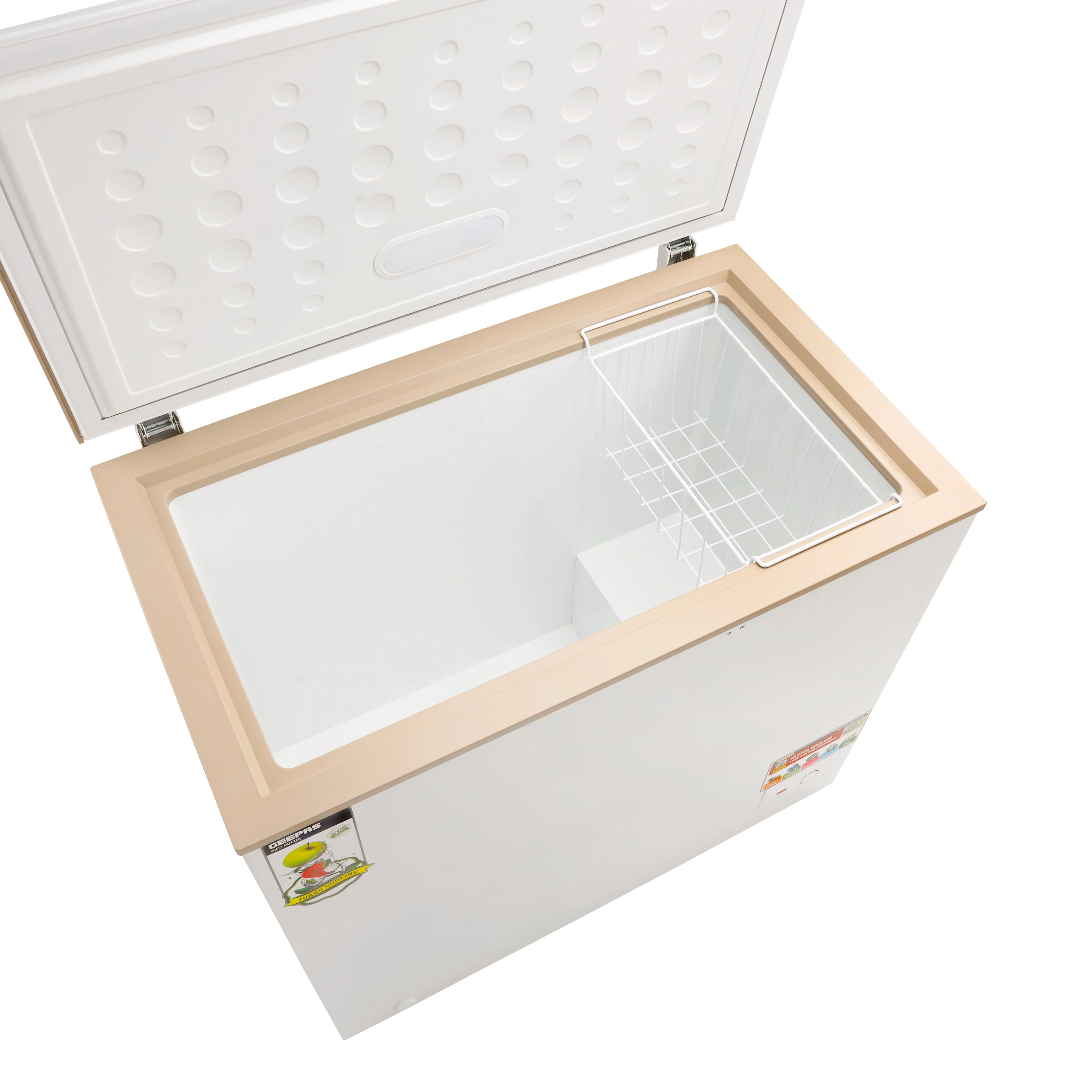 Geepas GCF2506WAH Chest Freezer| 250L High-Efficiency Deep Freezer & LED Stylish Light | Compact, Durable Build, Adjustable Thermostat, Lock, Key & 1 Food Basket| - Image 5