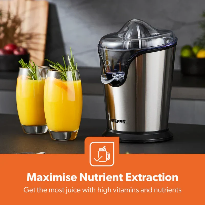 Geepas GCJ46013UK Citrus Juicer | Stainless-Steel Housing & Anti-Drip Spout for Mess-Free Serving| 2 Cone Design, Anti-Dust Cover, Orange and Lemon Juice Maker| - Image 5