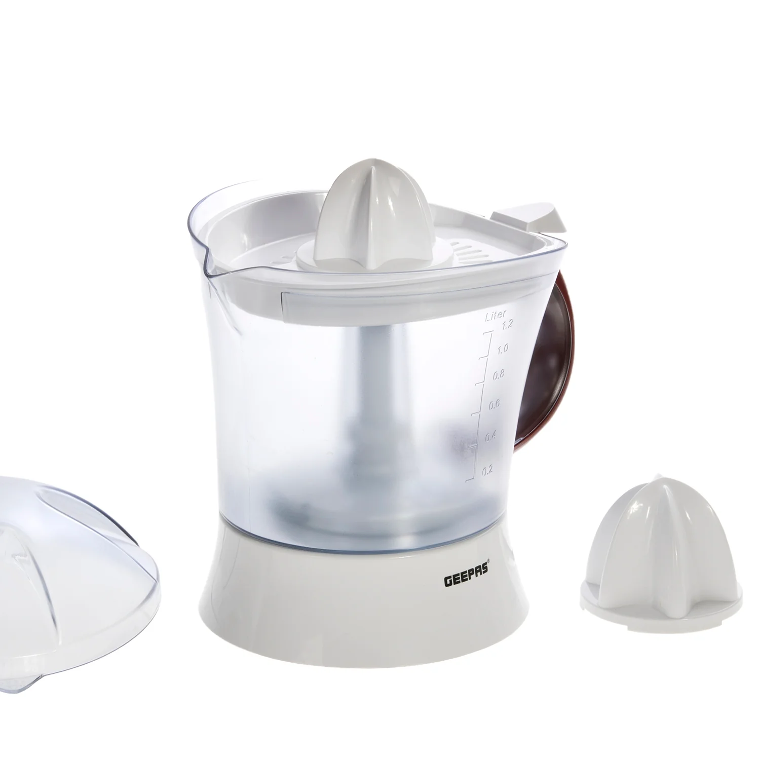 Geepas GCJ5384 Citrus Juicer| 1.2L Large Capacity Jug, 25W & Bi-Directional Twist for Maximum Juice Extraction| 2 Press Cones & Compact Electric Citrus Juicer| - Image 5