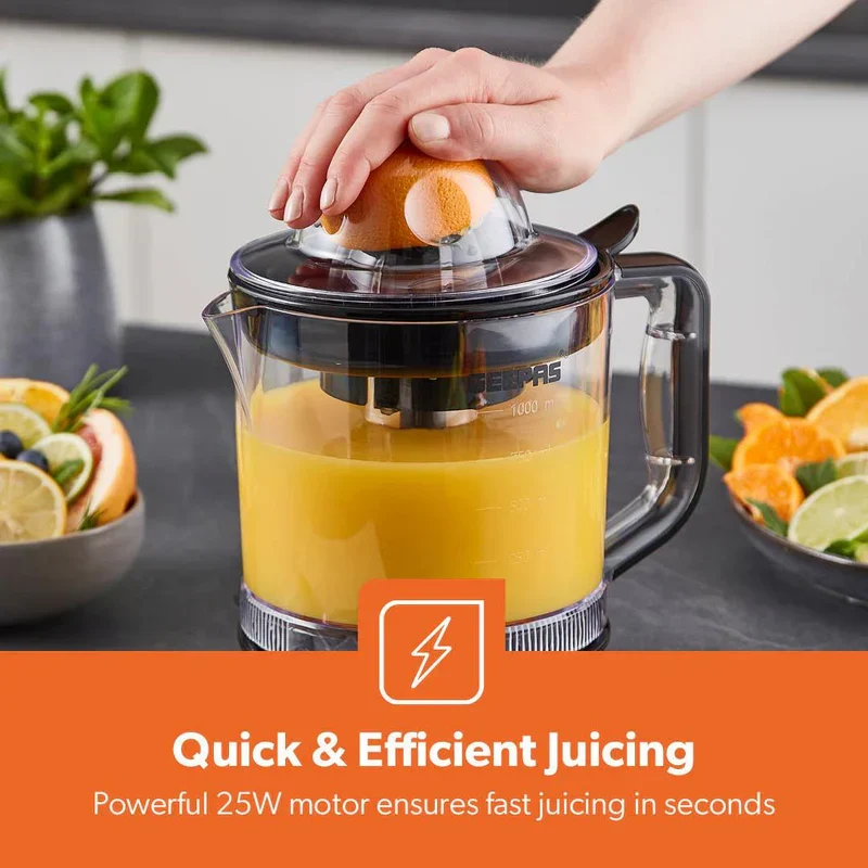 Geepas GCJ9900 Citrus Juicer| 1.0L Large Capacity with Two-Way Rotation for Maximum Extraction| Durable Compact Design, Copper Motor, 25W Power & Easy to Clean| - Image 6