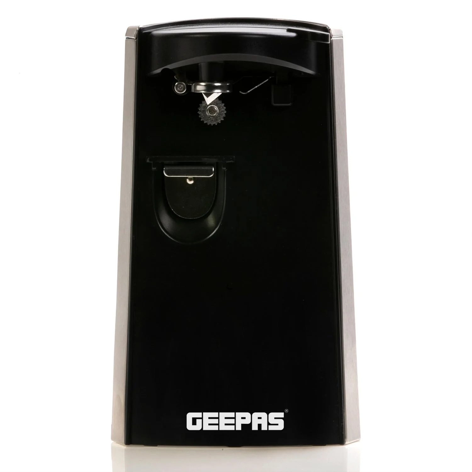 Geepas GCO63023UK Electric Can Opener| 60W power, 3-in-1 can and bottle opener & knife sharpener| Durable, Stable Base, cord storage and stainless-steel finish|