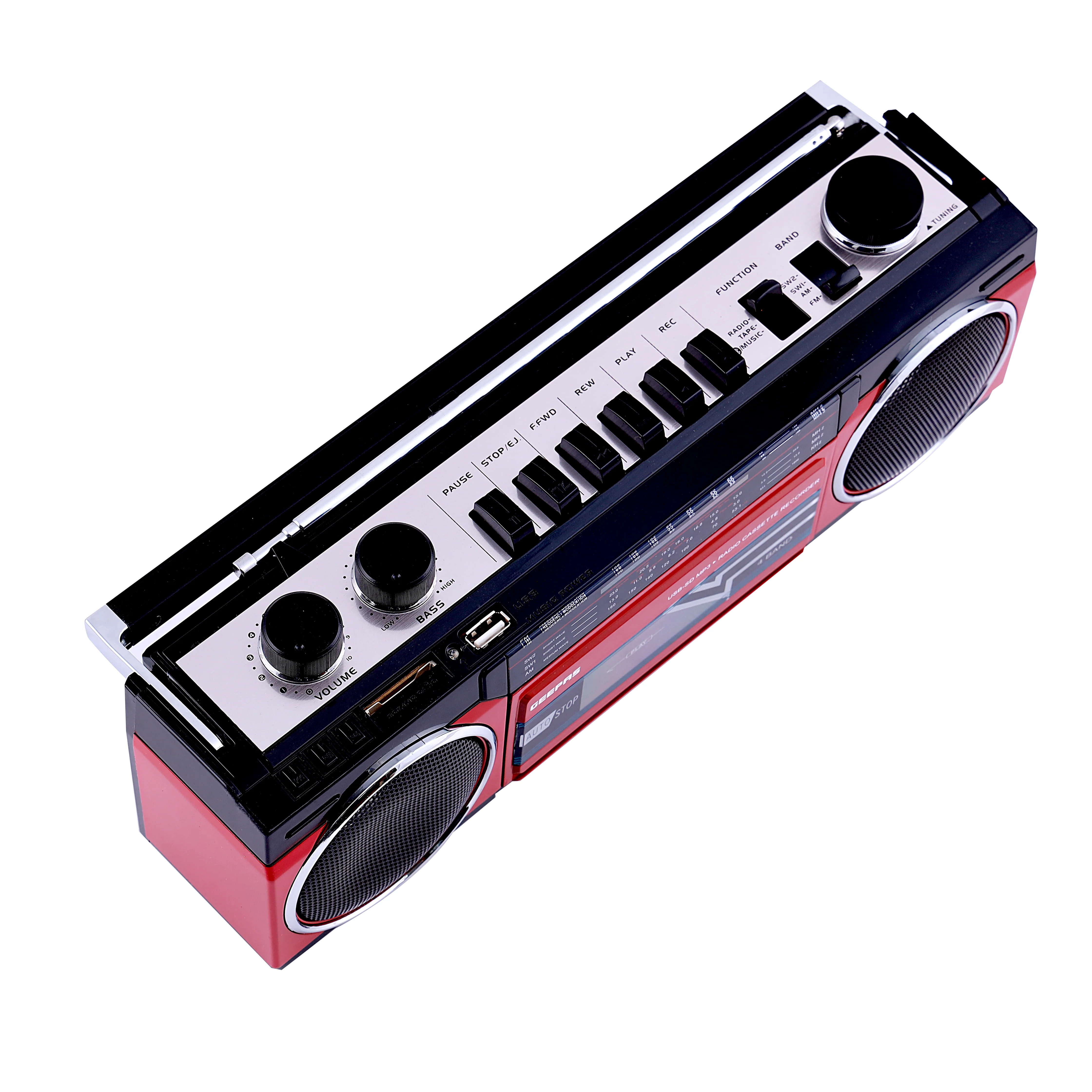Geepas GCR13011 Radio Cassette Recorder| features Bluetooth, USB/SD card support & MP3 playback| multi-band FM/AM/SW radio, recording function & portable design| - Image 5