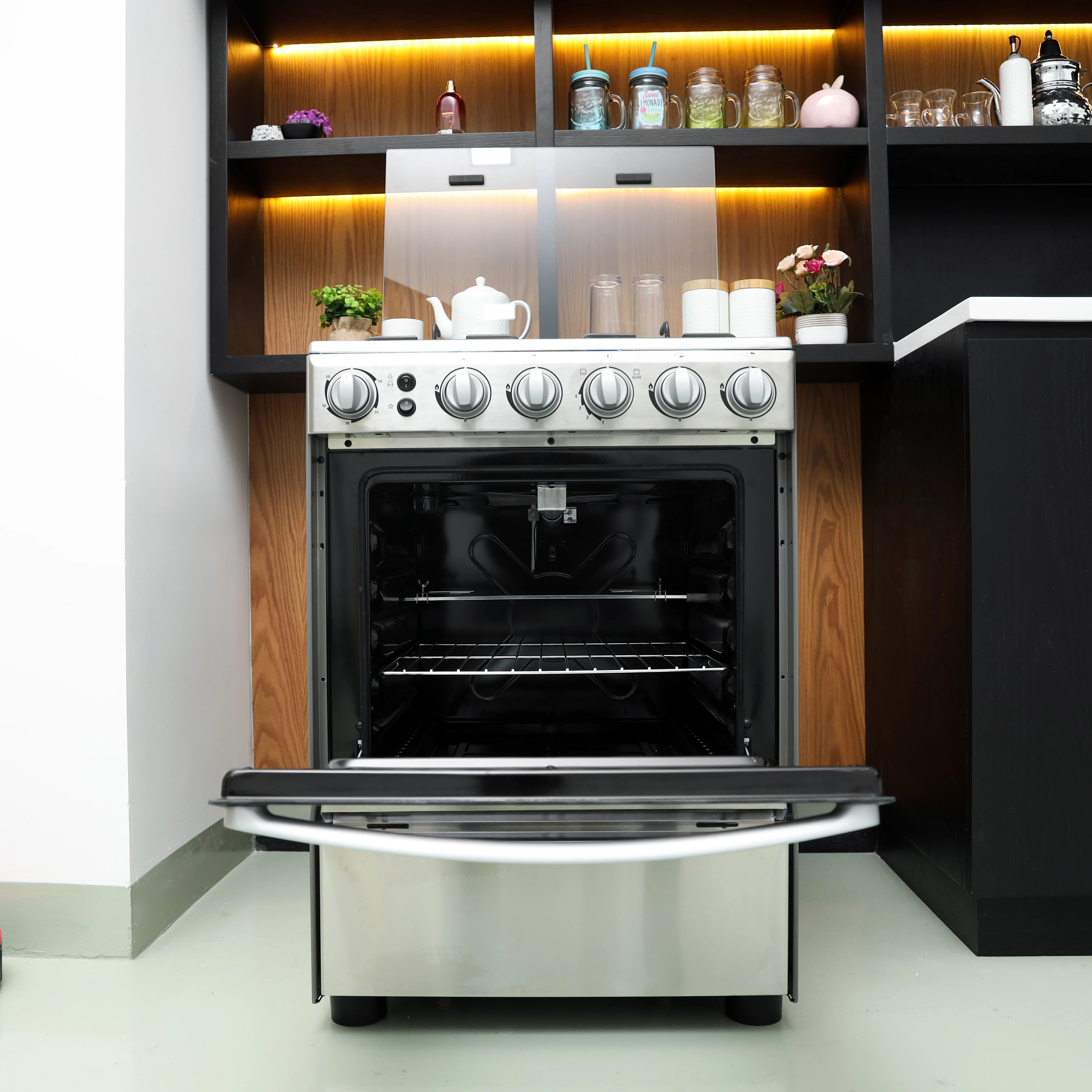 Geepas GCR6058 Cooking Range| 60x60cm, 4 Gas Burners with Electric Ignition & Oven Lamp| Durable, Timer, Rotisserie, Stainless Steel Housing & Double Glass Door| - Image 2