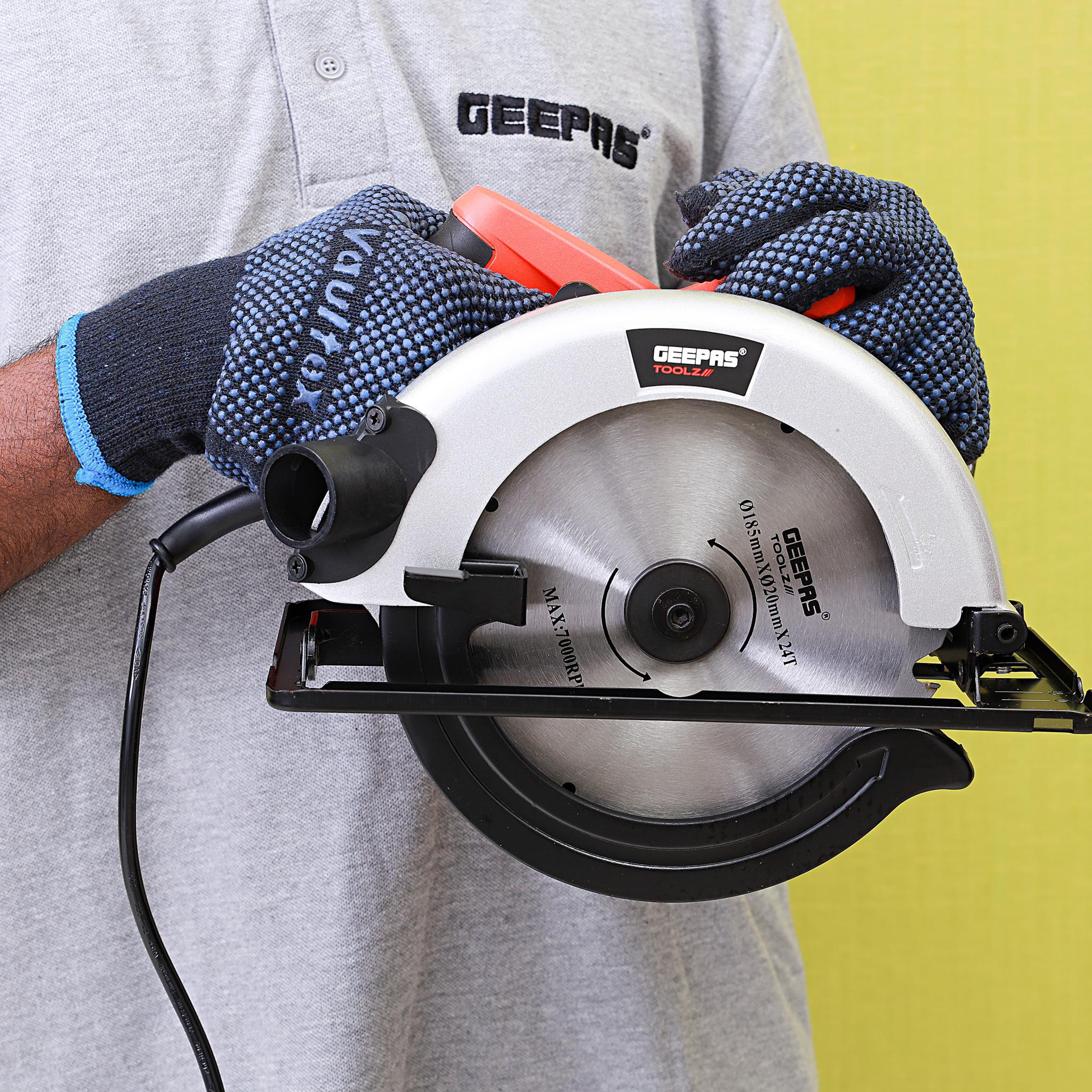 Geepas GCS1200 Circular Saw| features a powerful 1200W motor, 185mm blade & 5500 RPM speed| 65mm cutting depth, dust port and ergonomic grip for woodwork tasks| - Image 3