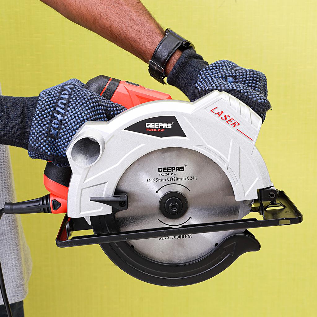 Geepas GCS1500 Circular Saw| powerful 1500W motor, 185mm blade & 5800 RPM speed| 65mm cutting depth for precise, efficient, and professional wood cutting tasks| - Image 3