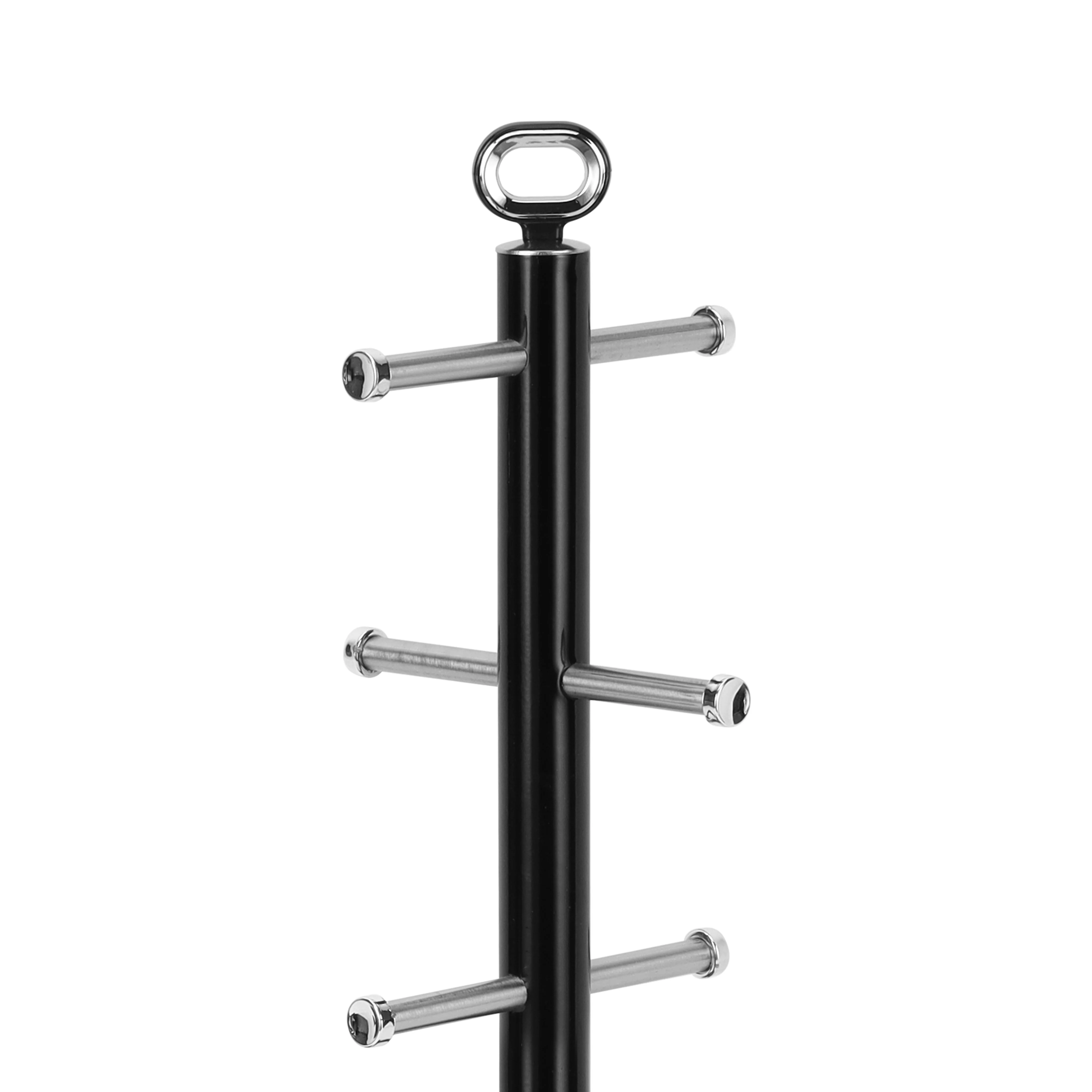 Geepas GCS63083UK-BK Mug Tree & Towel Pole| Carbon Steel Free-Standing Mug Holder & Kitchen Roll Stand| Non-Slip Base, Rust-Resistant Design for Modern Kitchens| - Image 4