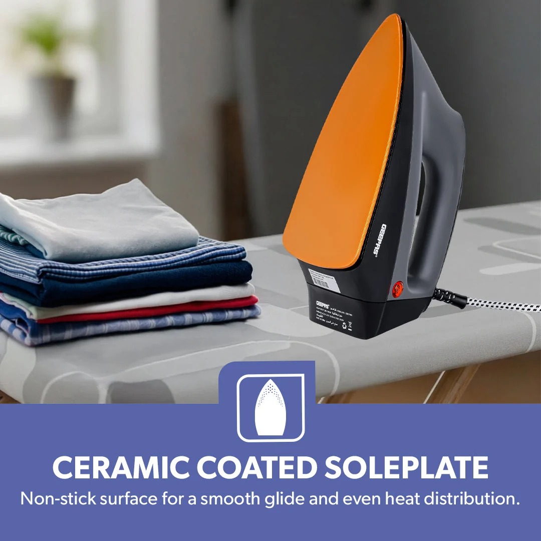 Geepas GDI23016 Ceramic Dry Iron | Temperature Control and Non-Stick Ceramic Soleplate| Overheat Protection, Stable Heel Rest and 1200W Power for Easy Ironing| - Image 3