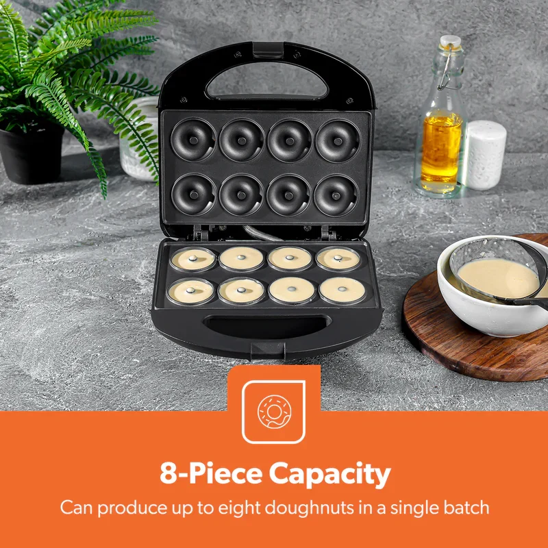 Geepas GDM36532 Donut Maker | Durable, 8 Pcs Capacity, 650–780W Power & Non-Stick Plates| Cool-Touch Housing, Compact Upright Storage and Skid-Resistant Feet | - Image 3