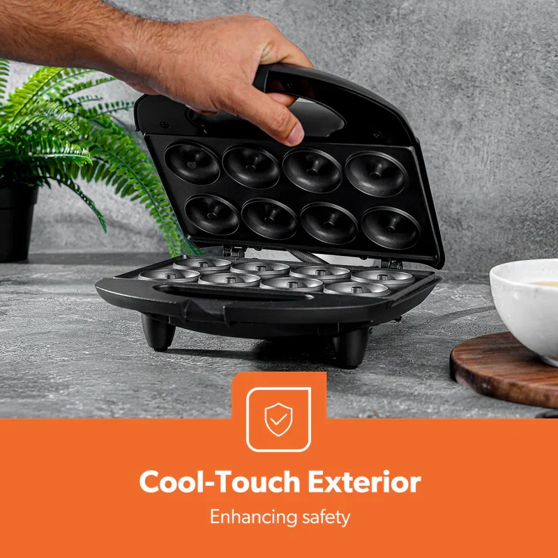 Geepas GDM36532 Donut Maker | Durable, 8 Pcs Capacity, 650–780W Power & Non-Stick Plates| Cool-Touch Housing, Compact Upright Storage and Skid-Resistant Feet | - Image 5