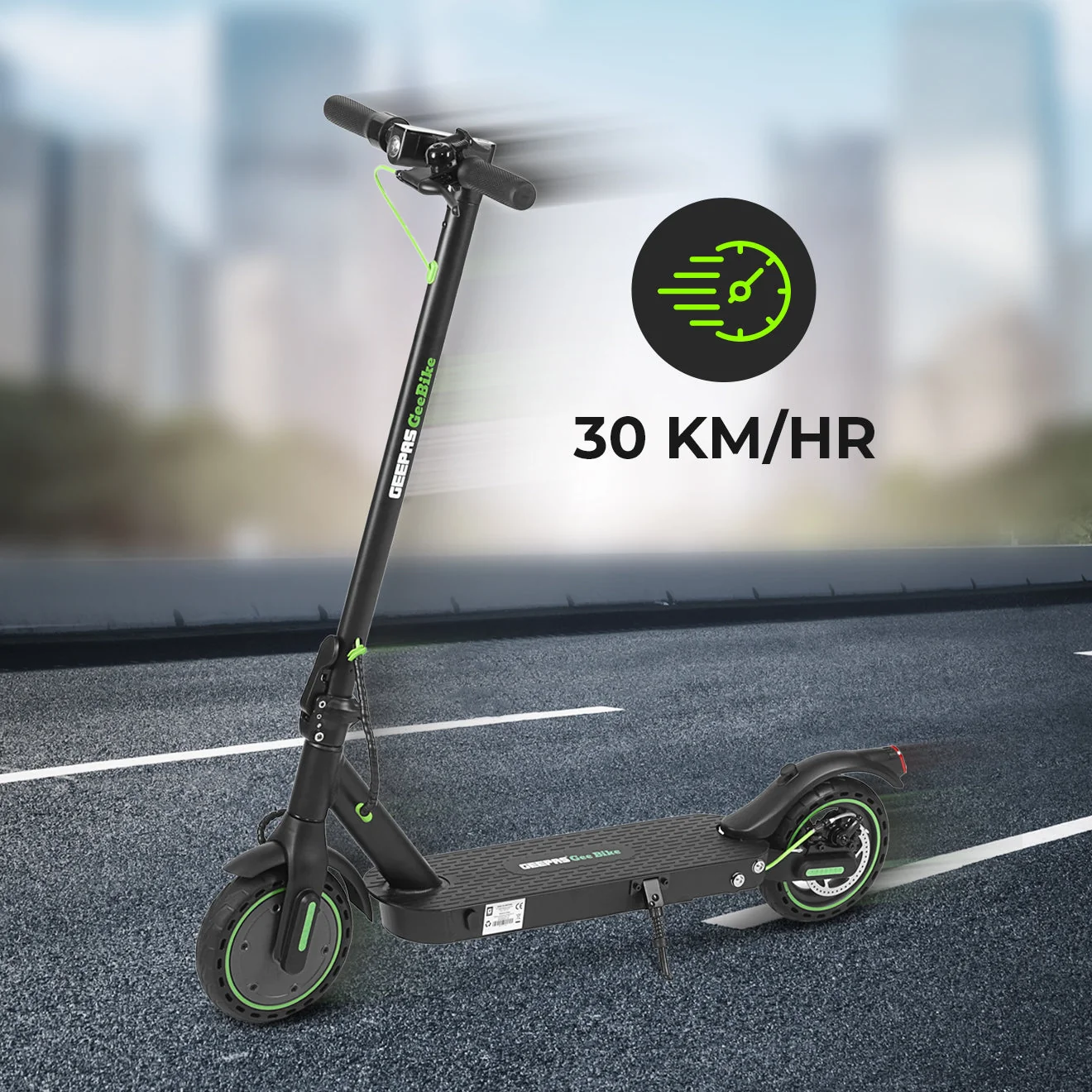 Geepas GEST63087 GeeBike 8.5-Inch Foldable Electric Scooter | Adjustable Speed| Rear Suspension| LED Display| Brake Lights| 30Km/hr Speed| Lightweight | 1 Year warranty - Image 4
