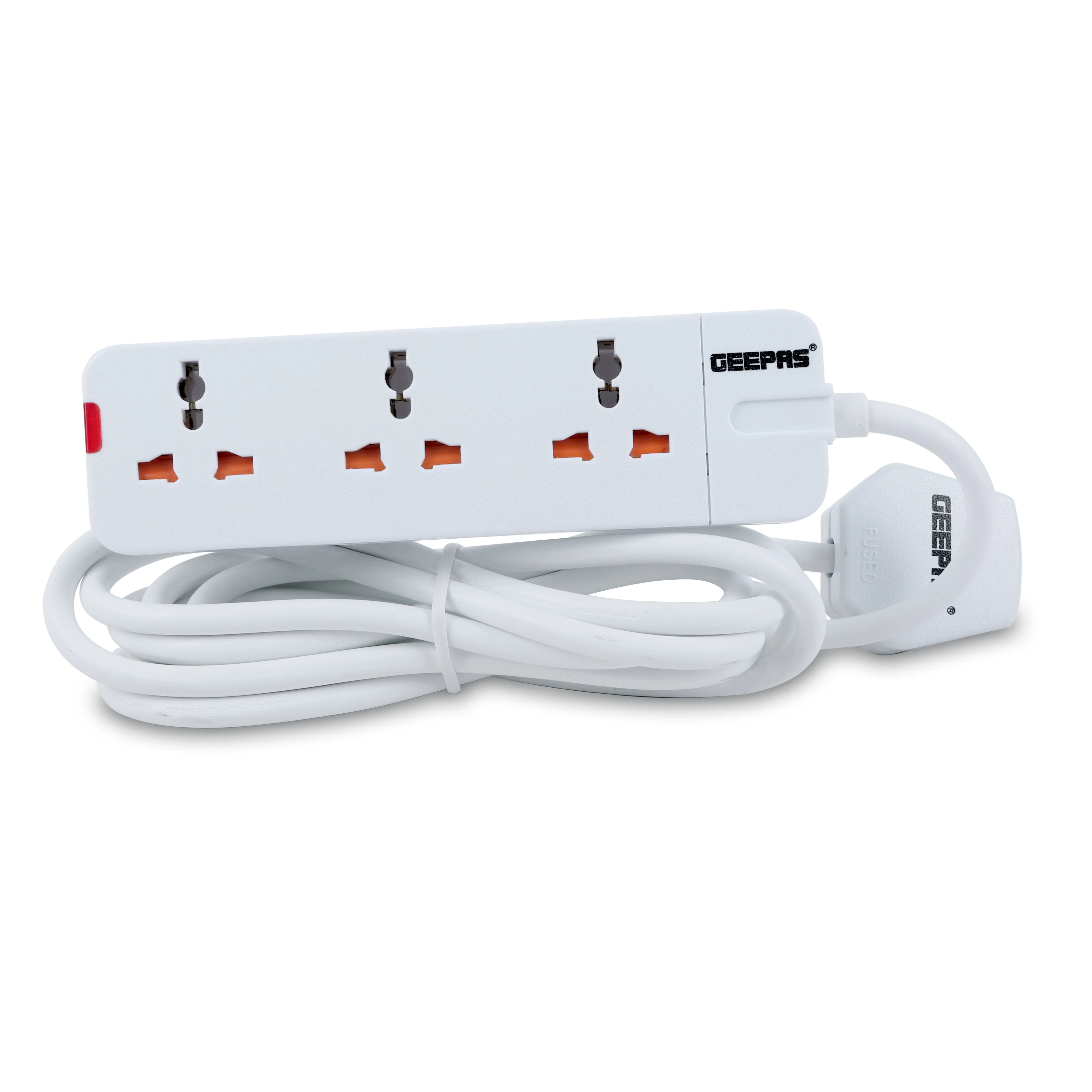 Geepas 3 Way Extension Socket 13A | Multiple Device Charging with Child Safety Covers, 3m Extra Long Cord, Over Current & Fire Protection | Ideal for Home & Office