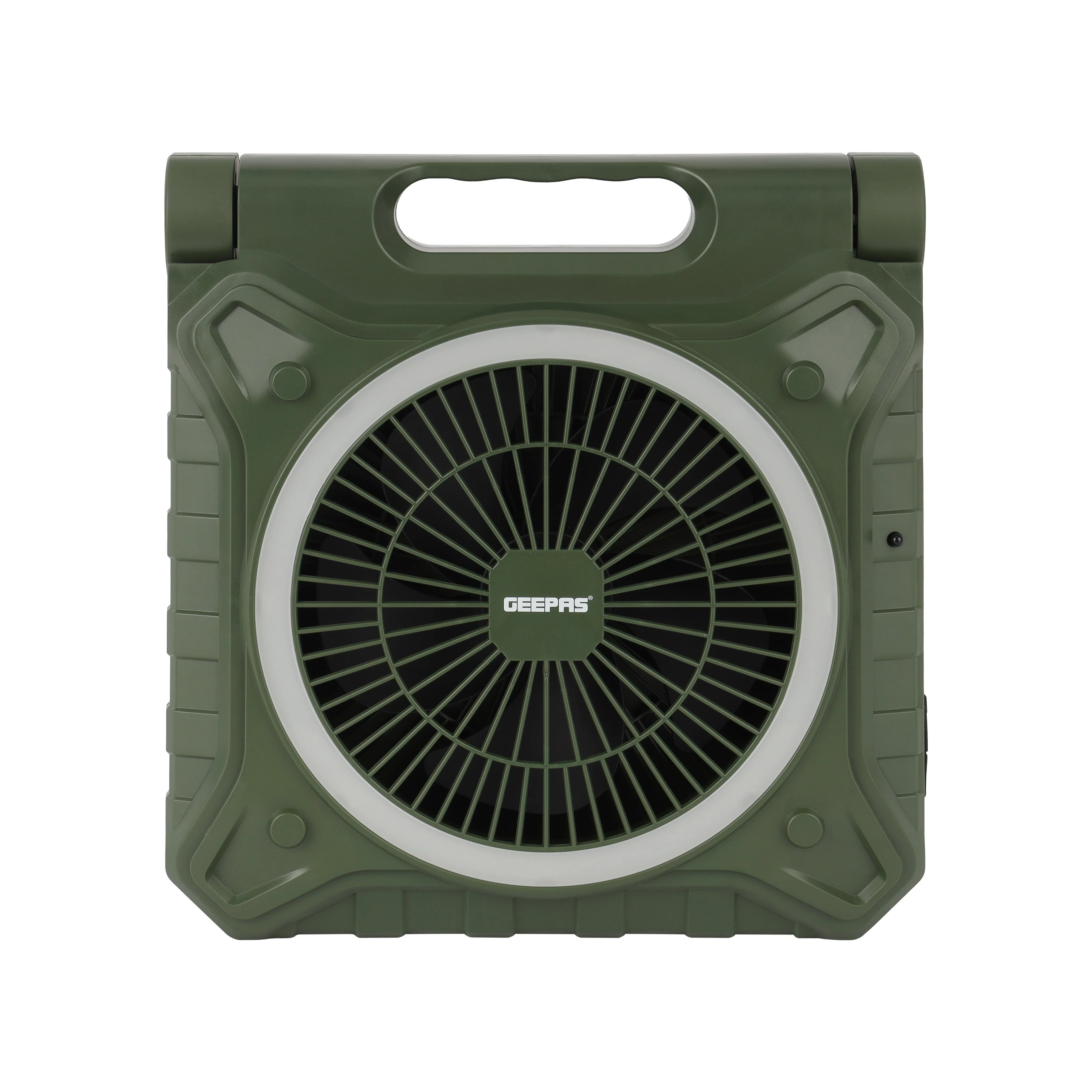 Geepas GF21233 8 Inch Rechargeable Solar Fan| 10000mAh Lithium Battery, Remote Control & LED Lighting| High-Speed Airflow for Home, Outdoor & Emergency Cooling|