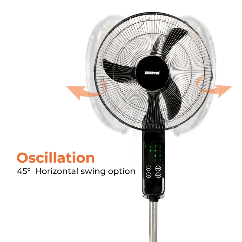 Geepas GF9466 16” Stand Fan with Remote Control| 3-Speed Control, 7.5Hour Timer & LED Display| Durable, Touch Switch, Powerful 60W Motor and Adjustable Height| - Image 5