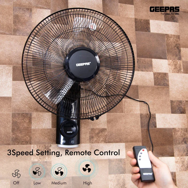 Geepas GF9479 16-Inch Wall Fan with Remote Control Features| 60 W Power, 3-speed options and 12-hour timer| Durable, wide oscillation and powerful copper motor| - Image 4