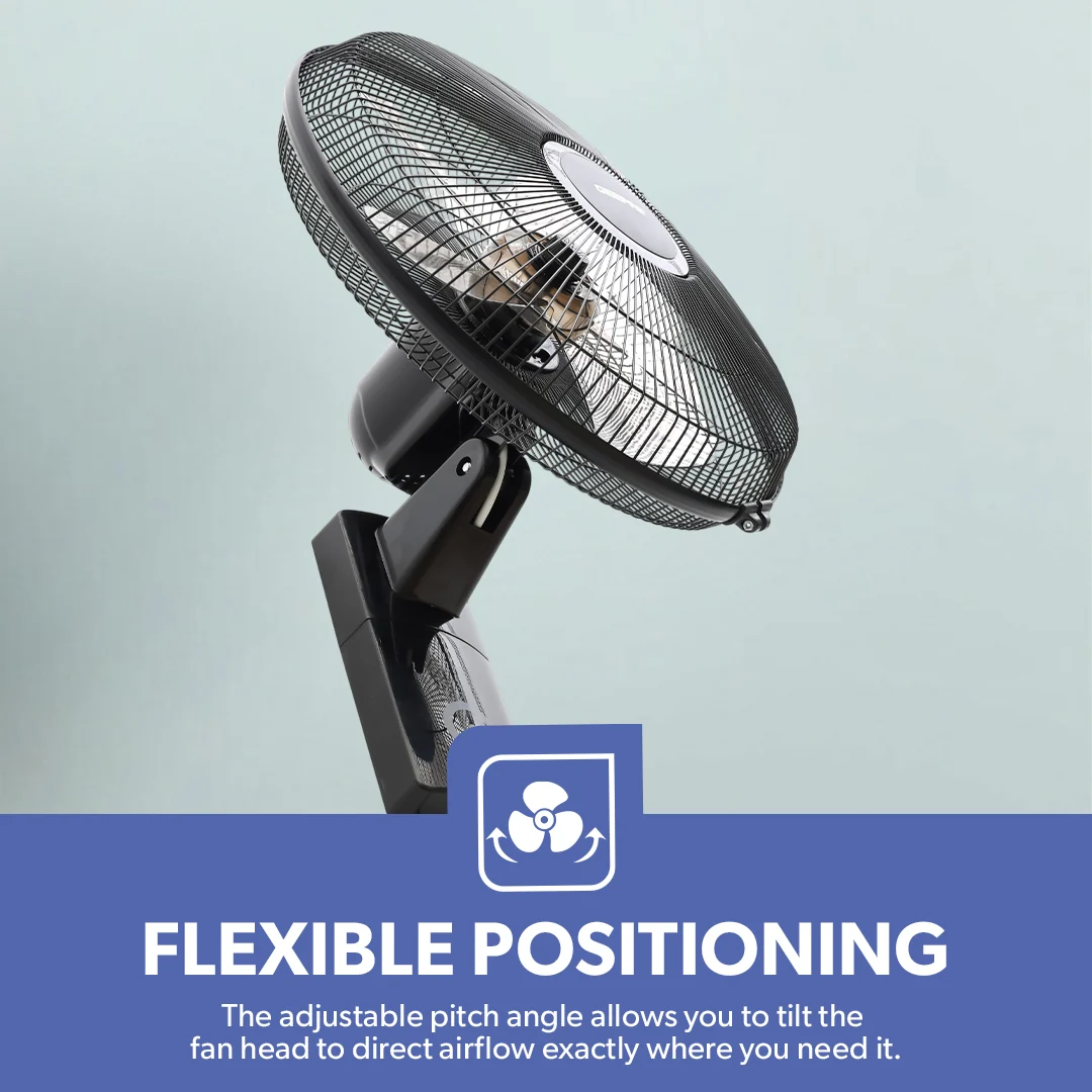 Geepas GF9483 16 Inch Wall Fan | Powerful Copper Motor with 3 Speed Control & 5 Durable AS Blades| Durable Build, Wide Angle Oscillation & Overheat Protection | - Image 3