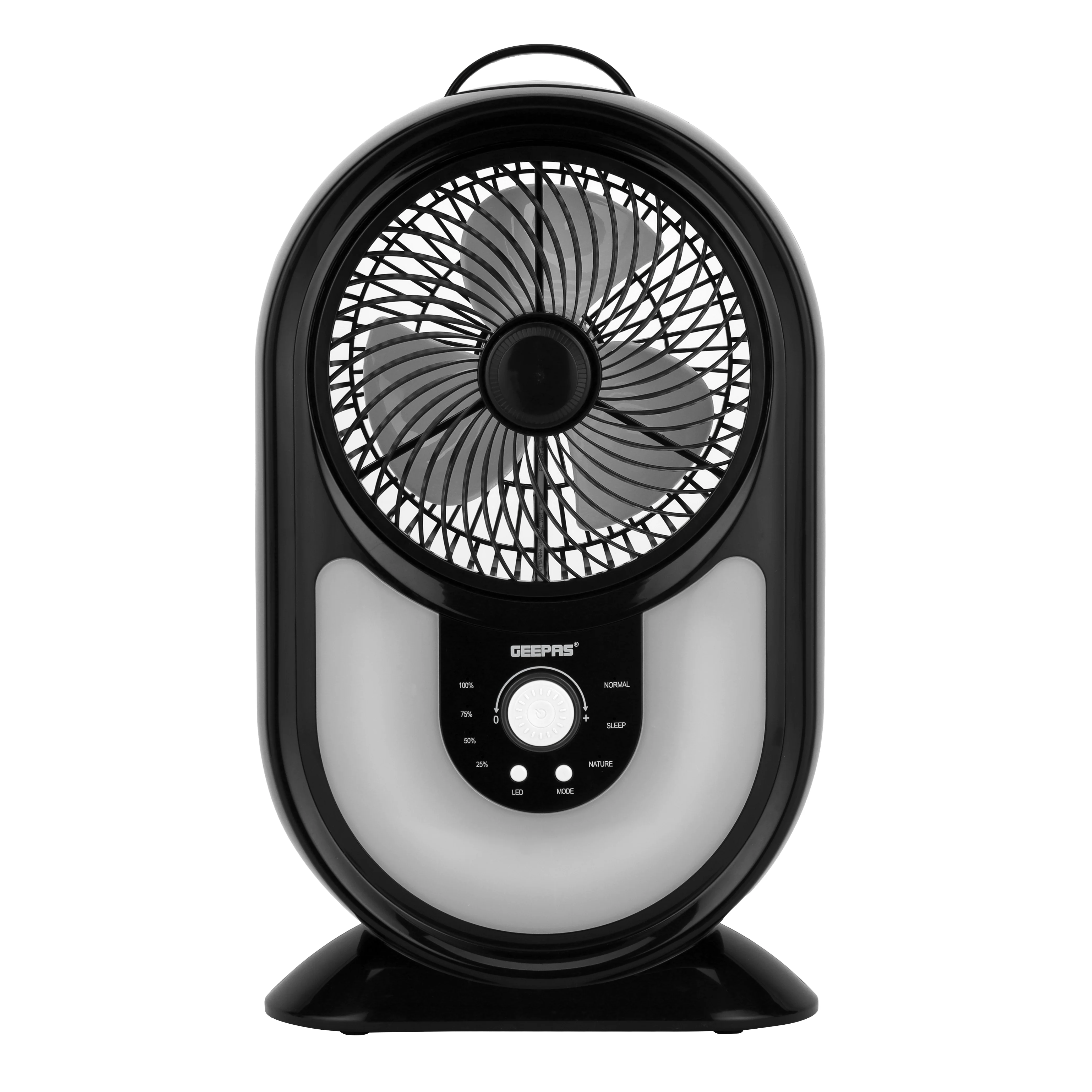 Geepas GF9621 Rechargeable Mini Fan| 3-Speed Modes, 40 PCS Ultra-Bright LED Lights with Stepless Speed Switch| Up to 50 Hours Working Time and Compact Portable|