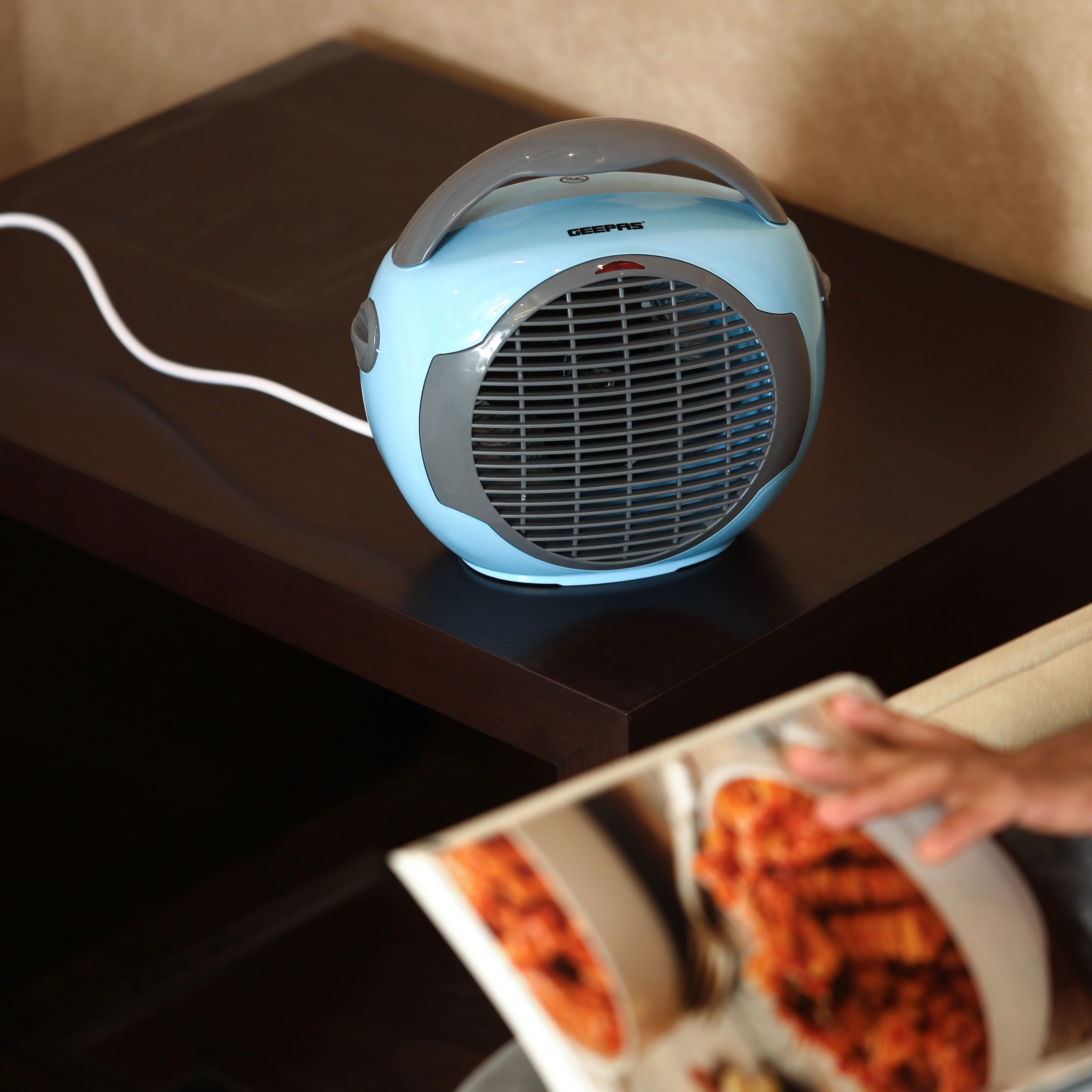 Geepas GFH28561 2000W Fan Heater | features an adjustable thermostat & cool/warm/hot wind mode| safety tip-over switch, overheat protection and portable design| - Image 4