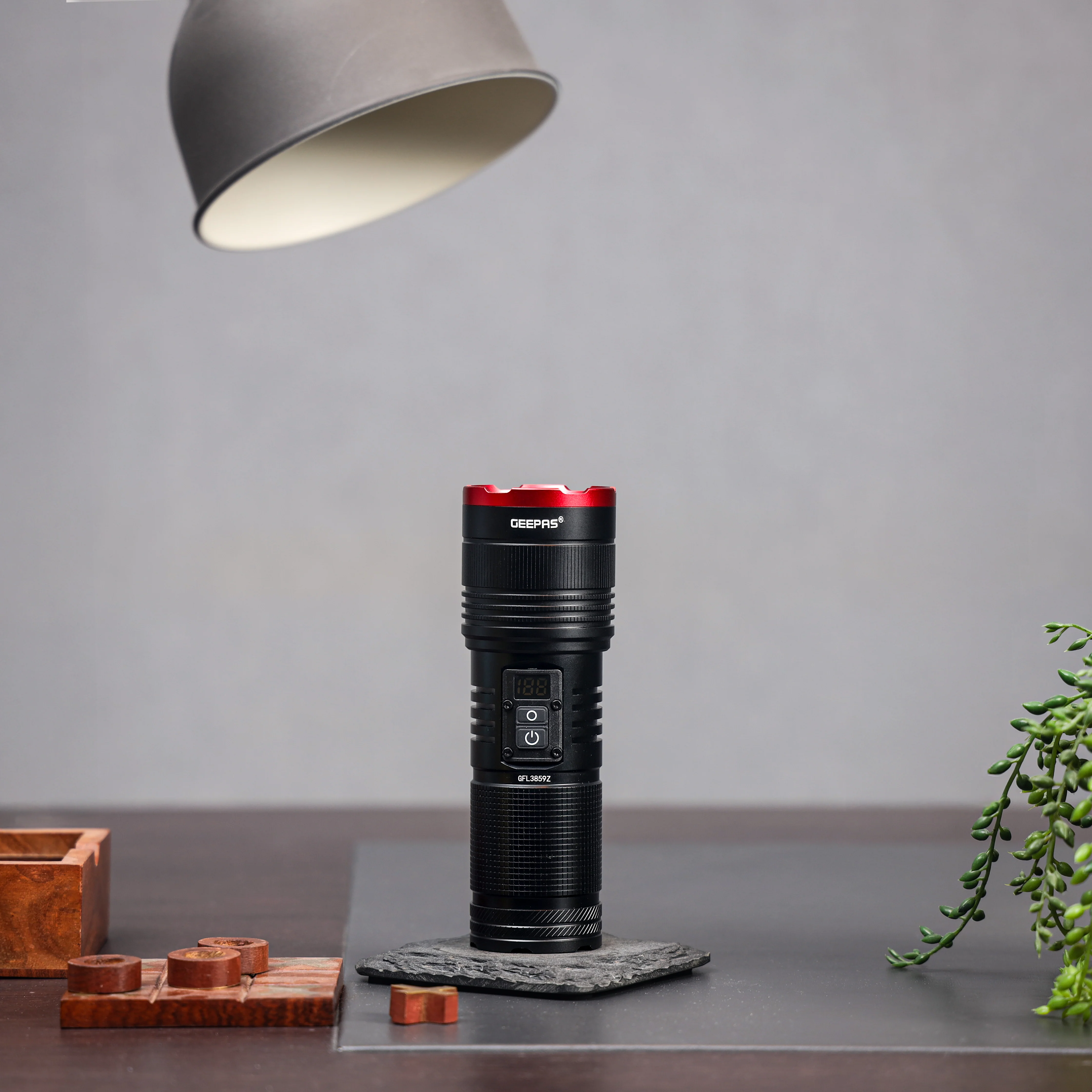 Geepas GFL3859 Zoomable LED Flashlight| Power bank, Camping Light with Digital Display| 3000 Lumens High Power LED, 10000mAh, Type-C Charging and Emergency Use| - Image 3