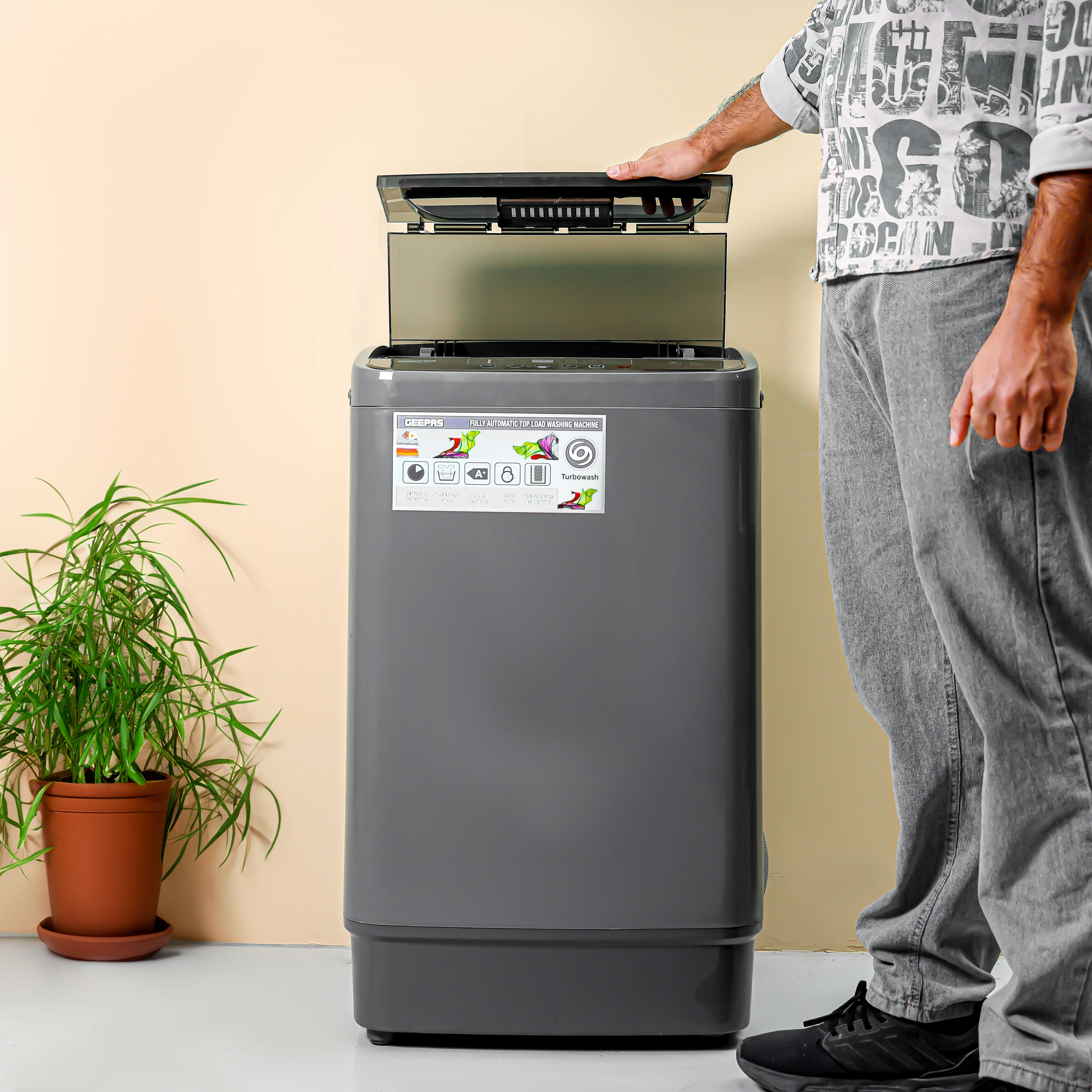 Geepas GFWM6800LCQ Fully Automatic Washing Machine| 6Kg Capacity, Big Pulsator, LED Display and Air-Dry Function| Durable, Fuzzy Logic and Low Noise Operation| - Image 3