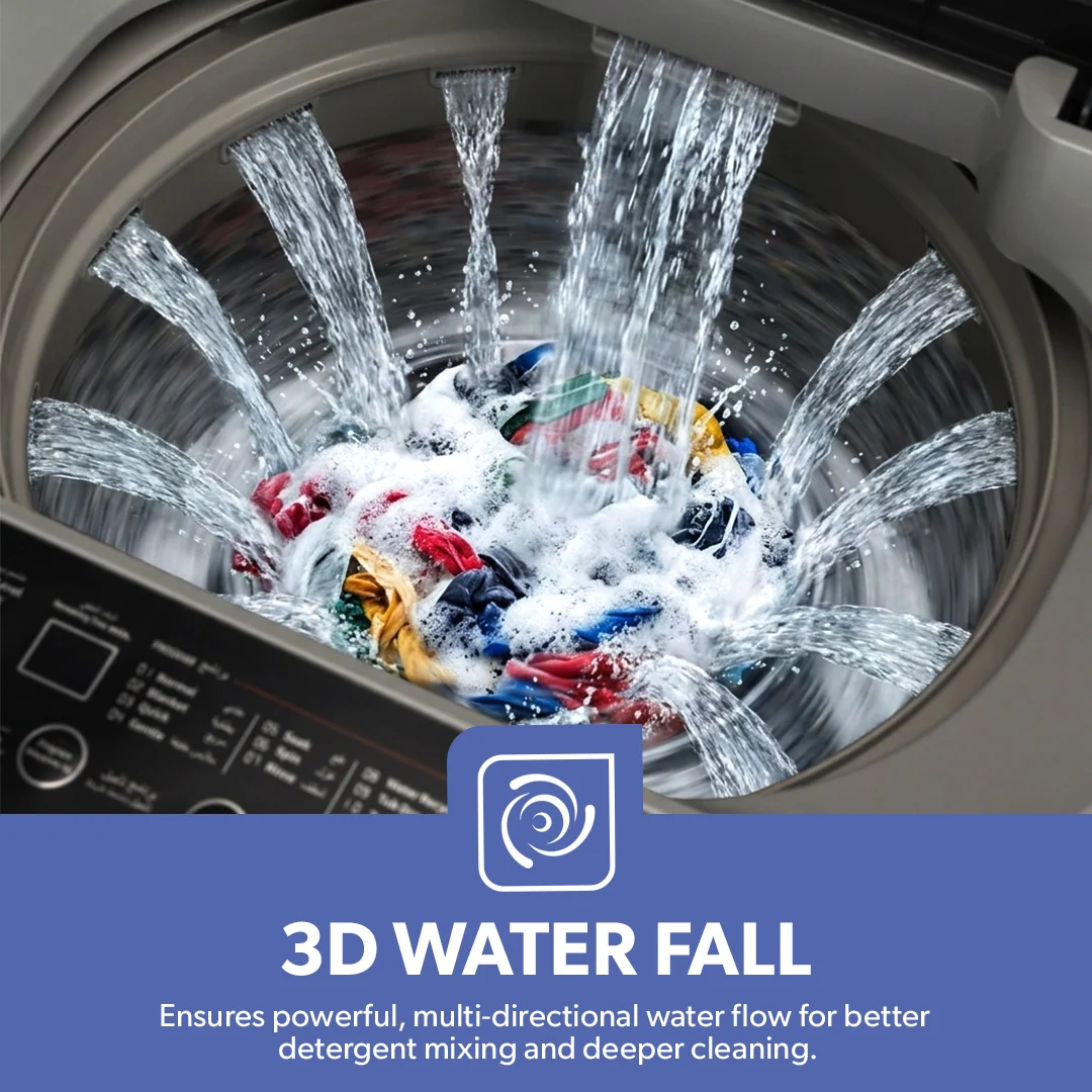 Geepas GFWM6800LCR Automatic Washing Machine| 7Kg Top Load Washer with 3D Waterfall and Smart Sensor| Magic Cleaning Filter, Diamond Drum and 10 Wash Programs| - Image 5