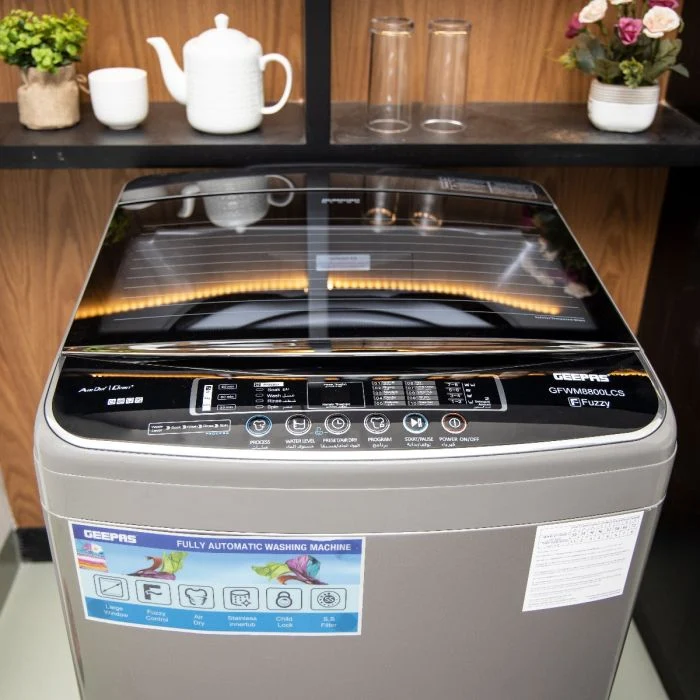 Geepas GFWM8800LCQ 8kg Washing Machine| Fully Automatic Top Load with Fuzzy Logic, LED Display| Durable, Air Dry, Built-In Pump, 800 RPM & Stainless-Steel Drum| - Image 4